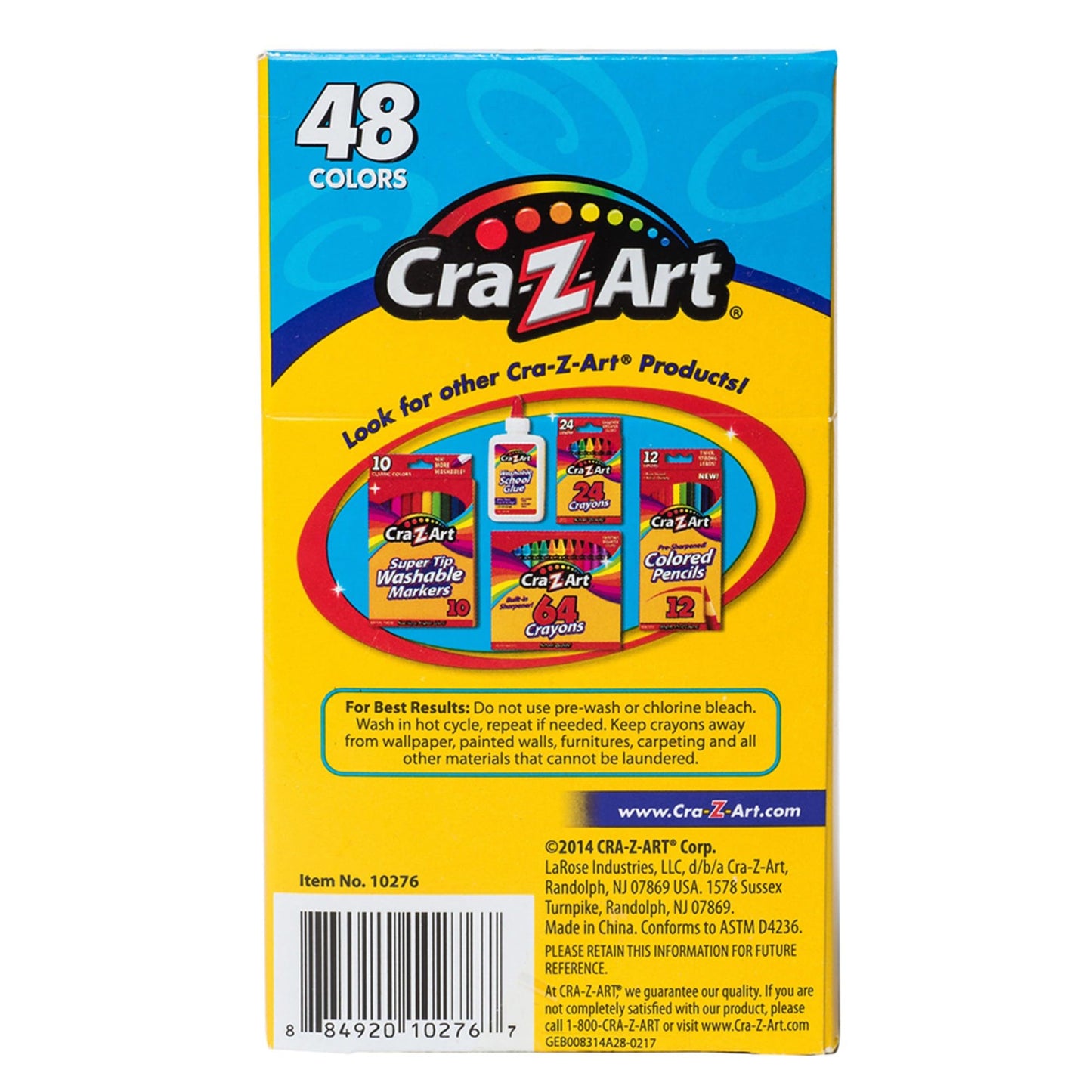 Cra-Z-Art Washable Classic Crayons, Assorted Colors, Pack Of 48 Crayons