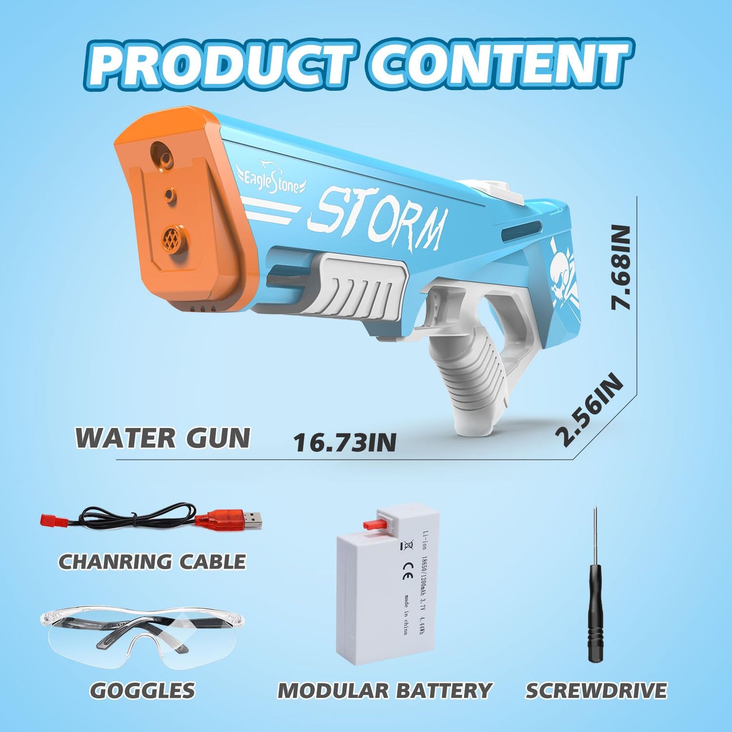EagleStone Electric Water Gun Squirt Gun for Adults Kids Ages 8-12, Automatic Super Powerful Soaker Water Guns 33FT Long Range, Auto Absorption Modular Battery Powered, Summer Pool Outdoor Game Toys