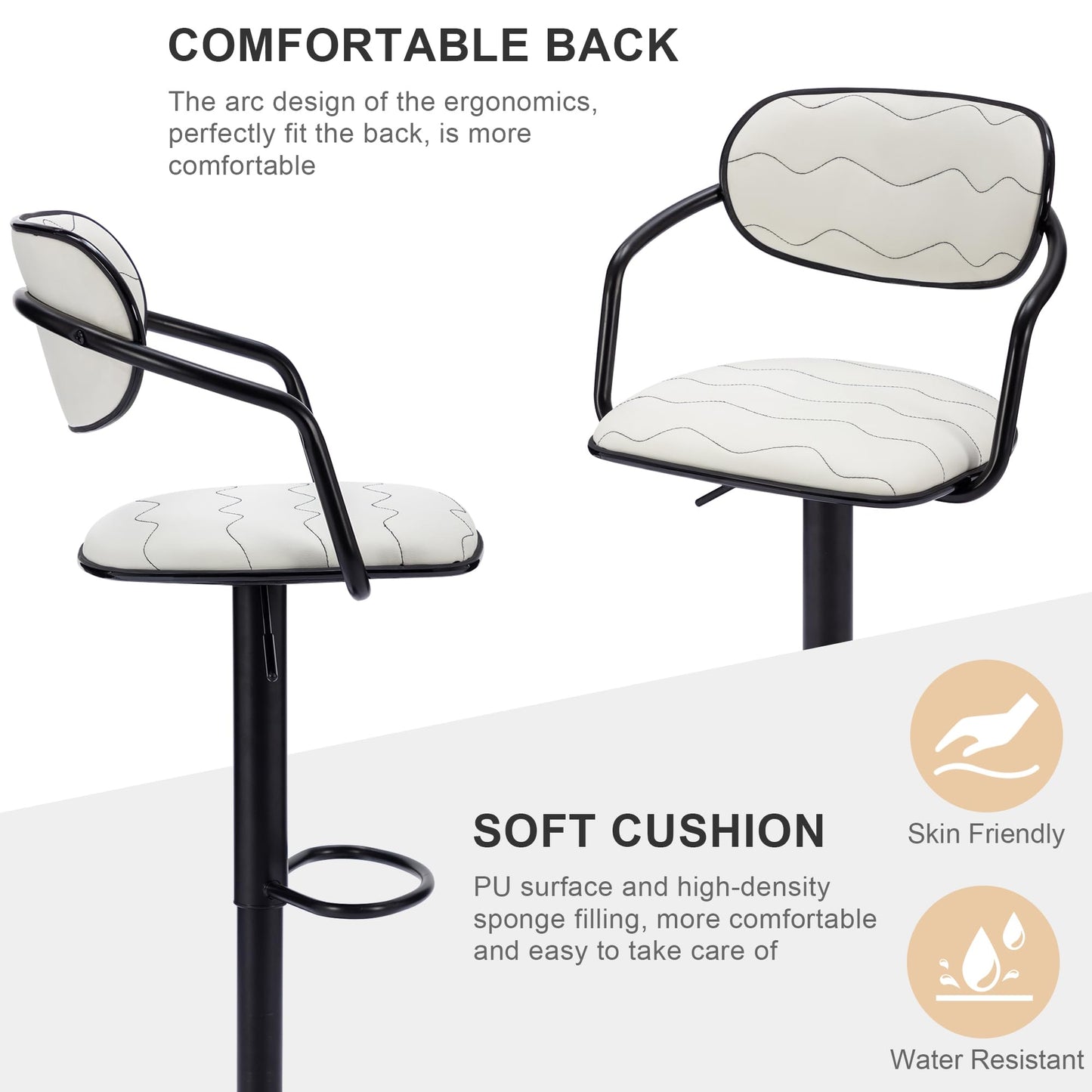2 Pack VECELO Adjustable Swivel Bar Stools