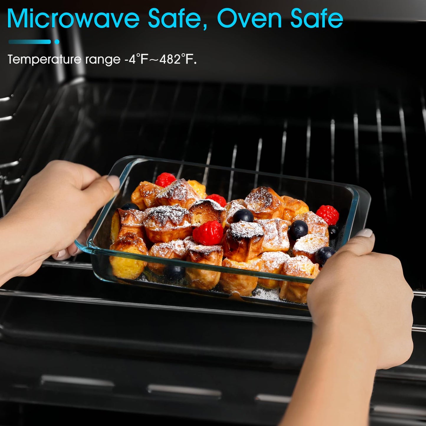 1.1 QT Glass Baking Dish With Lid for Oven, Glass Pan for Cooking Rectangular Bakeware Set, Glass Casserole Dish Set