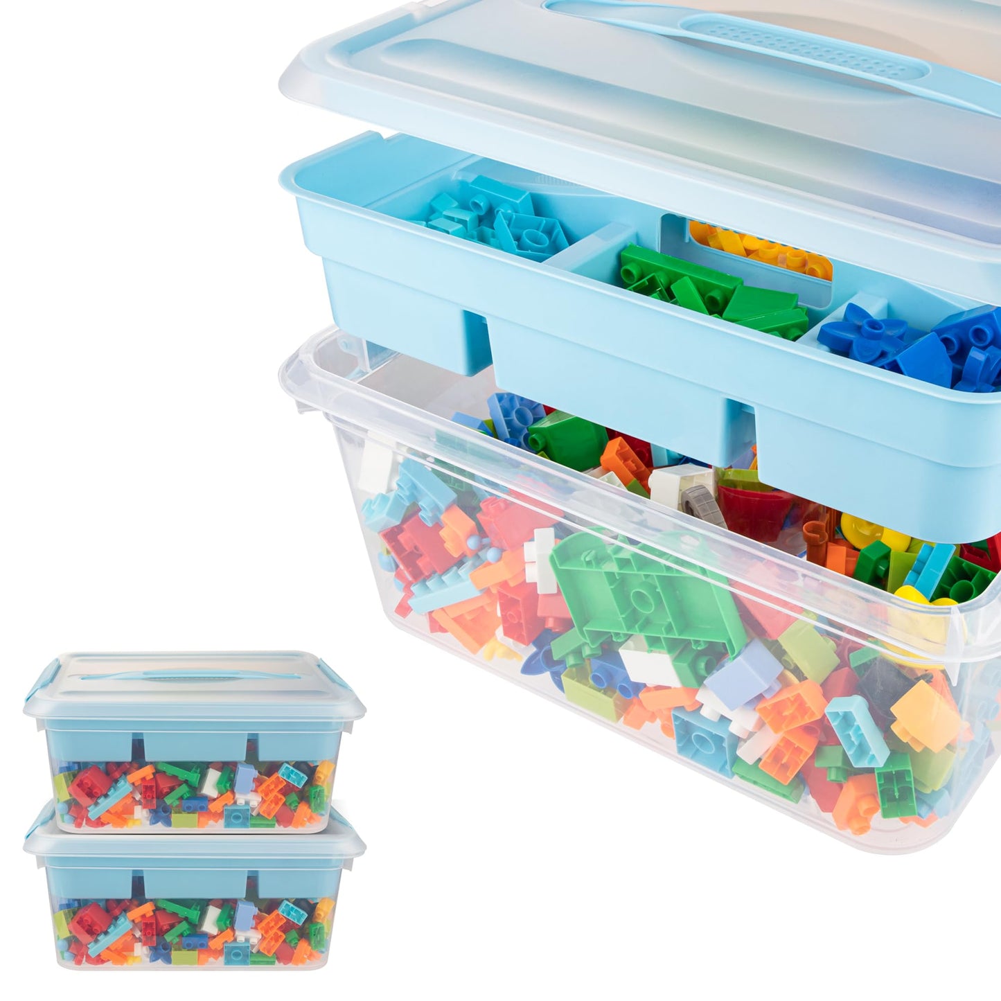 2-Pack Craft Storage Boxes with Removable Tray
