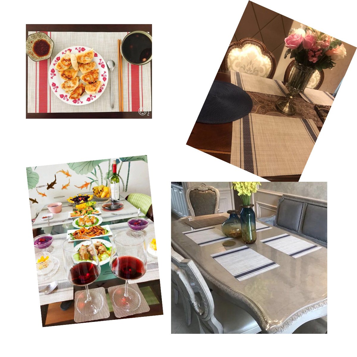 Bright Dream Placemats Kitchen Table Mats Set of 4 Washable Easy to Clean PVC Placemat (placemats Set of 4, White)