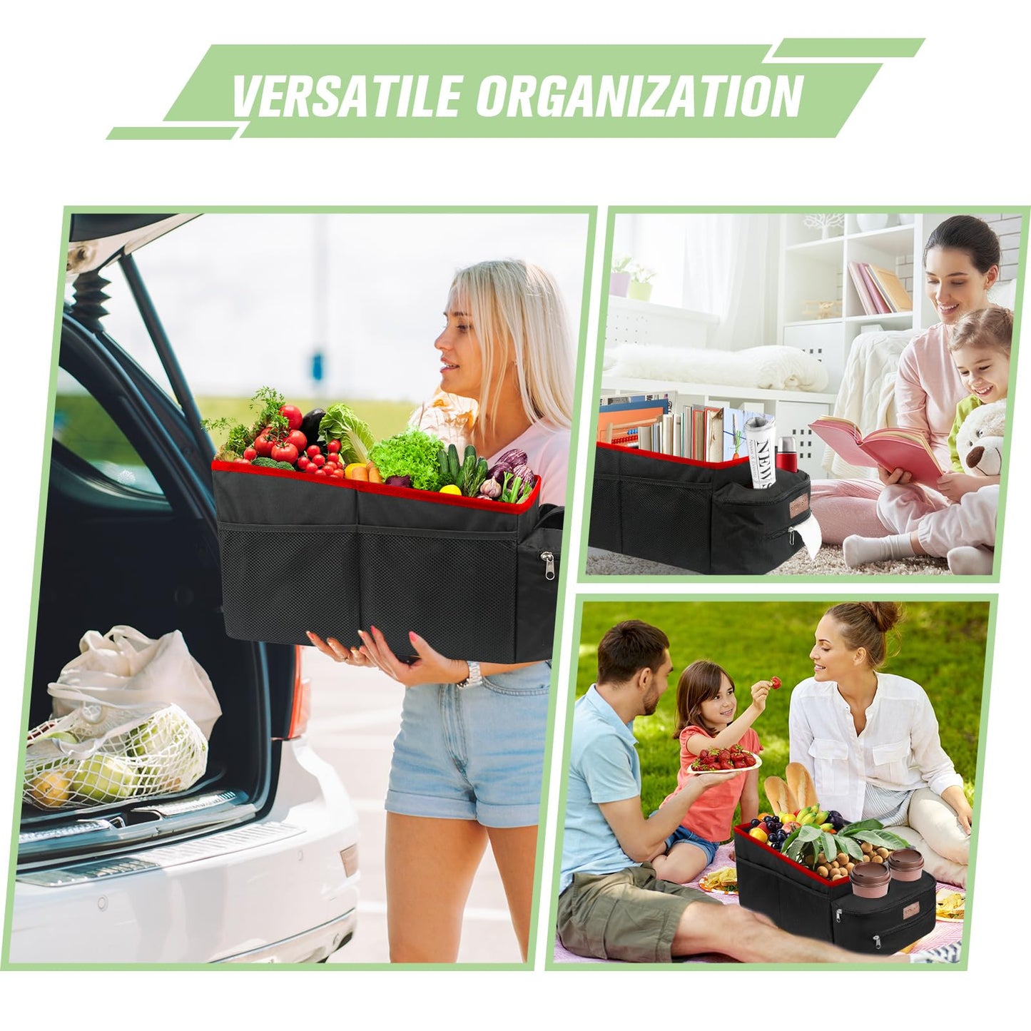 Car Seat Organizer with Cup Holders - Red