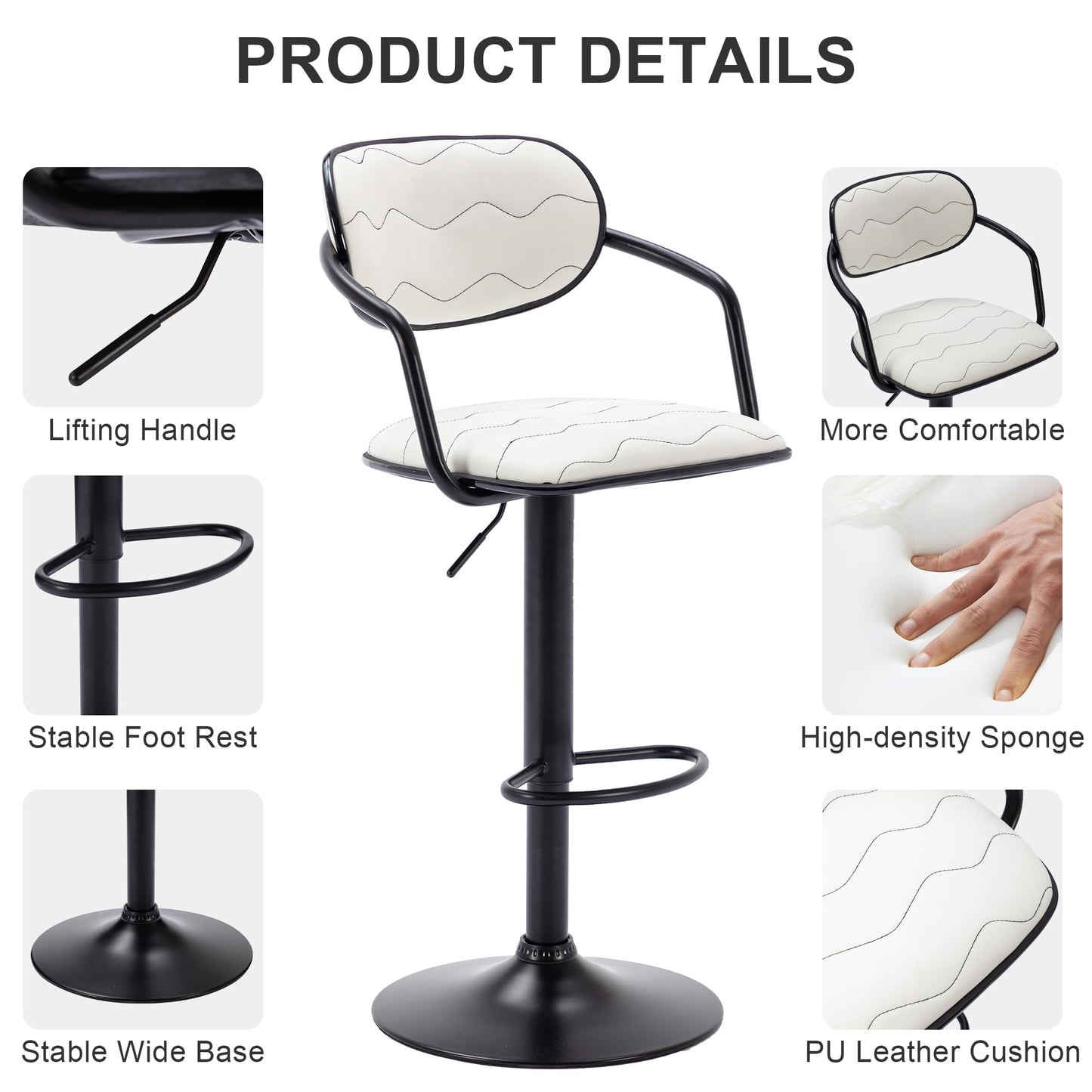 2 Pack VECELO Adjustable Swivel Bar Stools