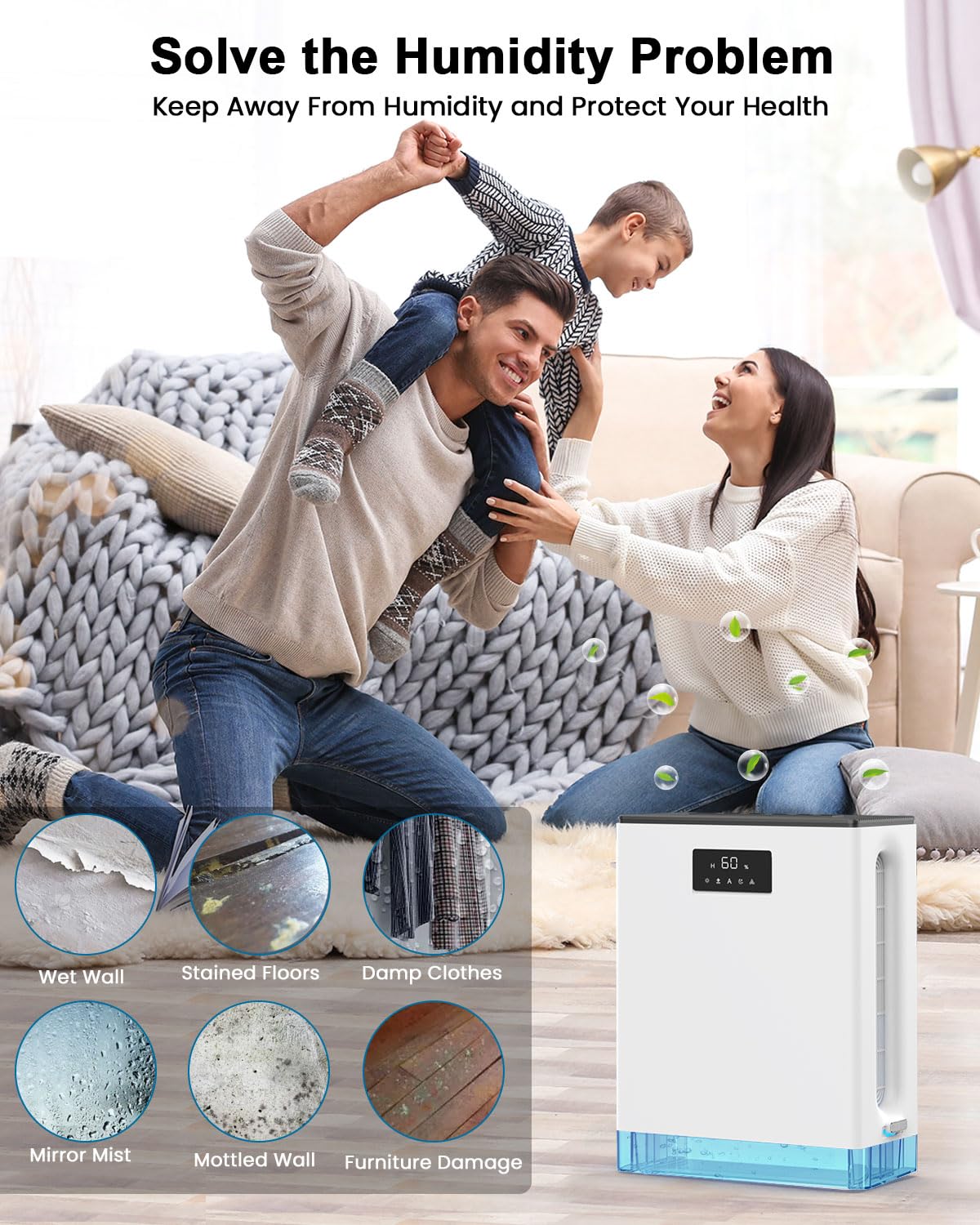 BIZEWO Quiet Dehumidifier for Large Rooms