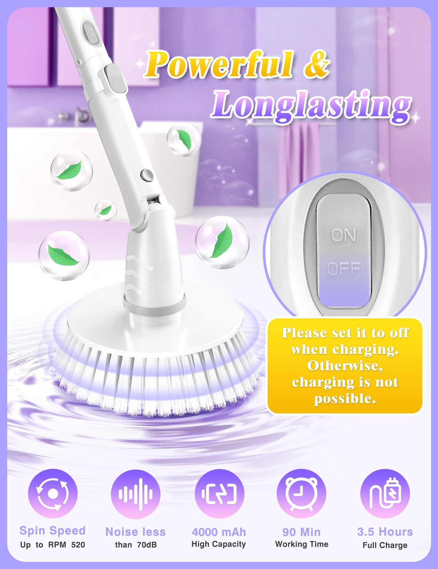 Electric Spin Scrubber with 6 Brush Heads