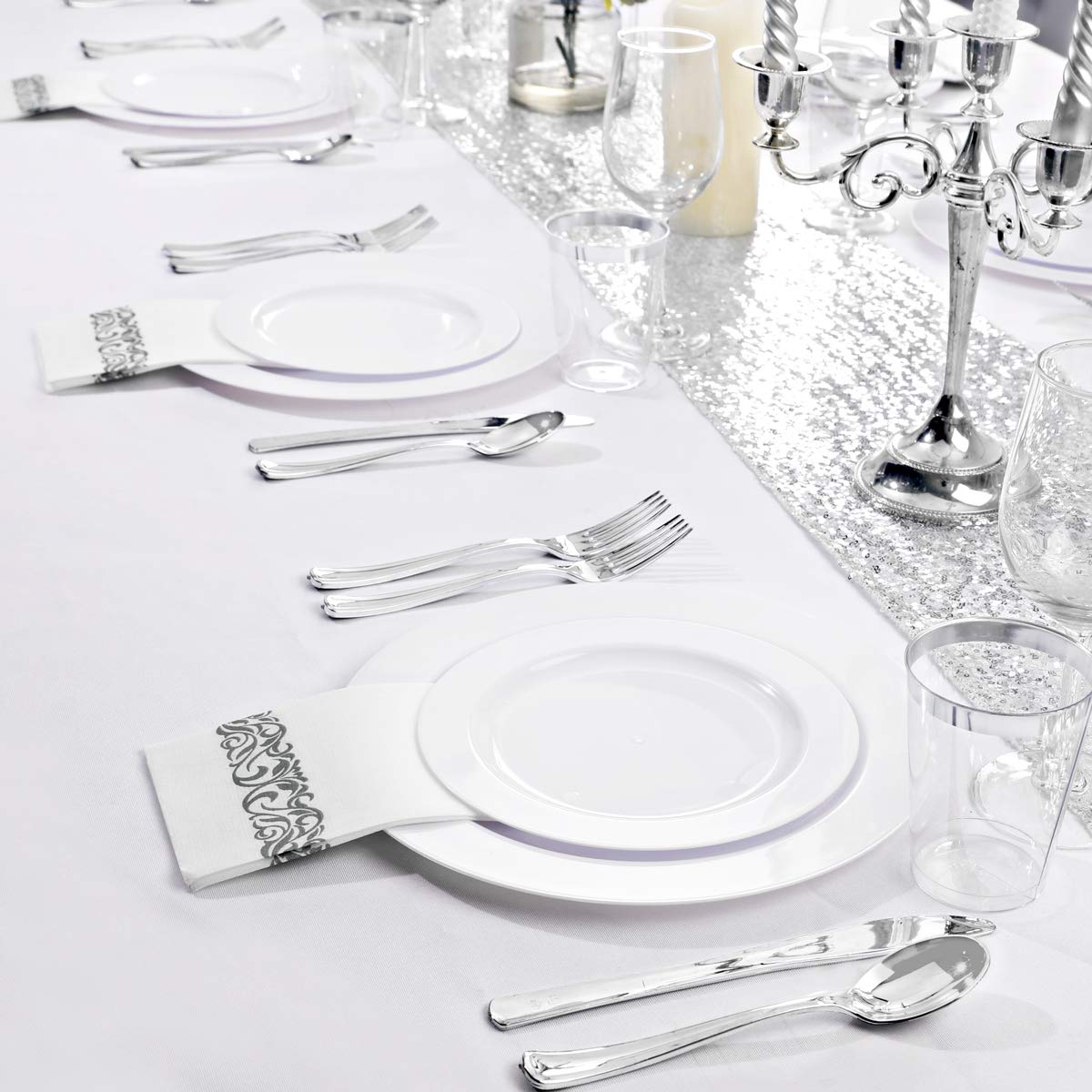 350-Piece Disposable Plates, Silverware & Cups Set For 50