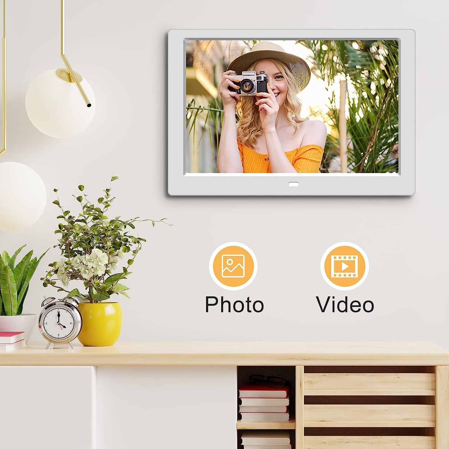 10.1 inch Digital Photo Frame with Remote Control, Electronic Picture Frame Large Display, Share Moments via SD Card and Mini USB, Wall Mountable, 1080P HD Resolution, Built-in Clock & Calendar
