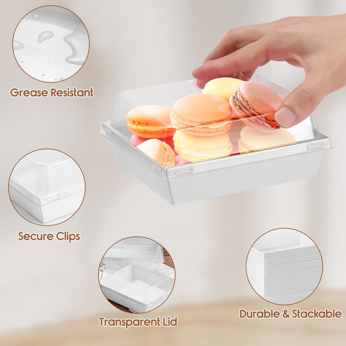 50 Pack Clear Lid Disposable Food Containers