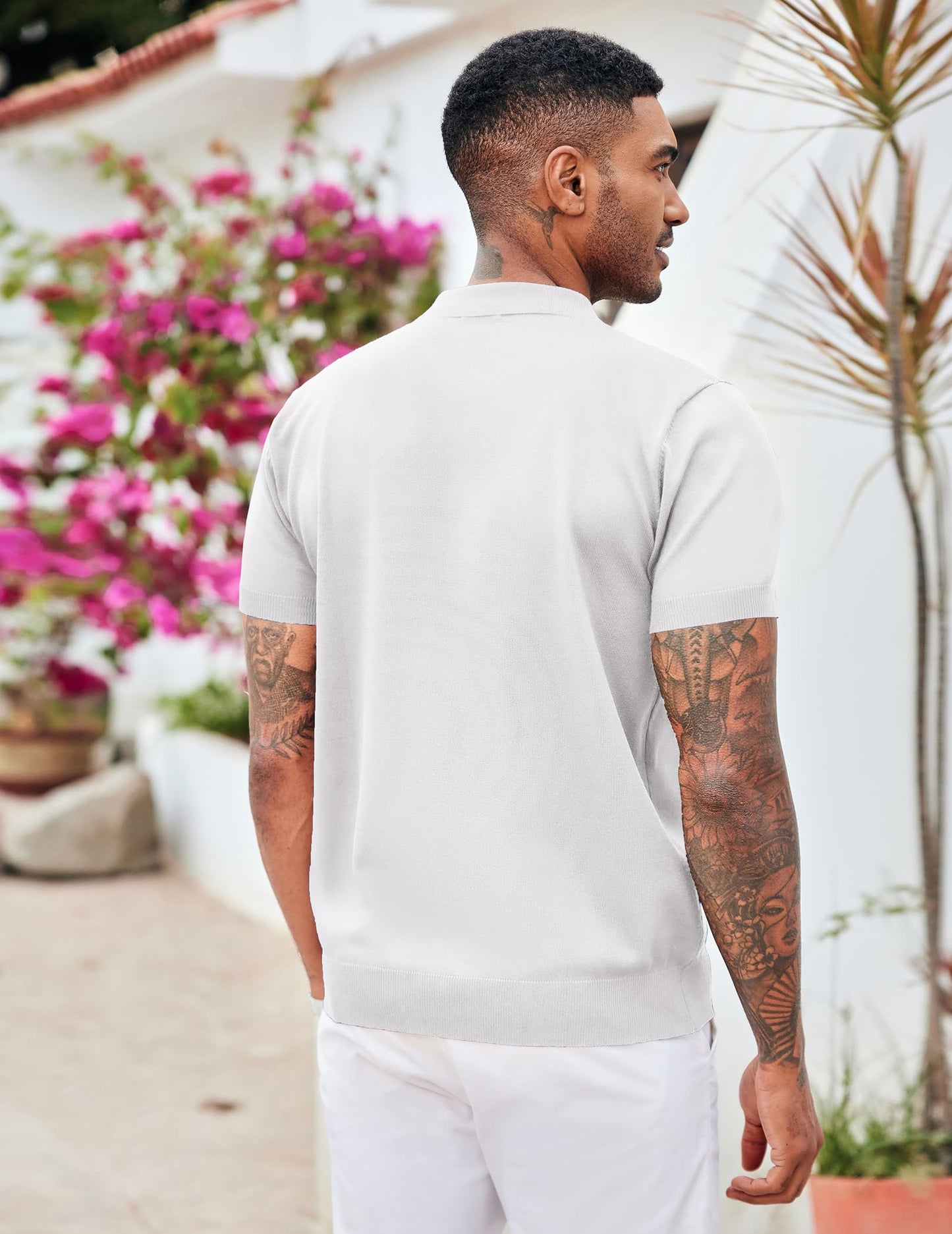 COOFANDY Mens Polo Shirts Short Sleeve Zip Up Polo Shirt Casual Knitted Polo Shirts Dress Polo Shirts for Men Summer Fashion Banded Bottom Golf Shirts
