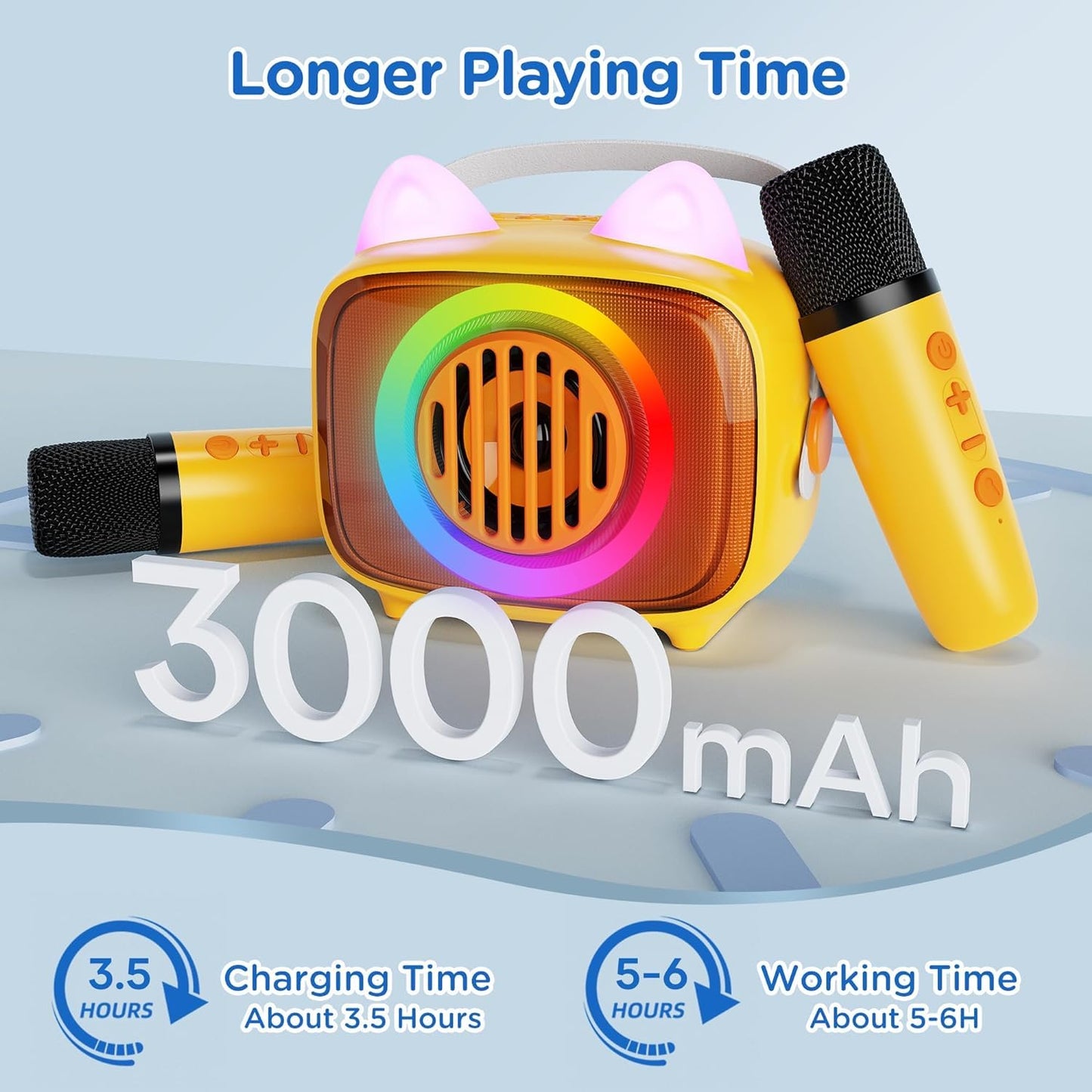 BIGASUO Bluetooth Karaoke Machine with 2 Microphones