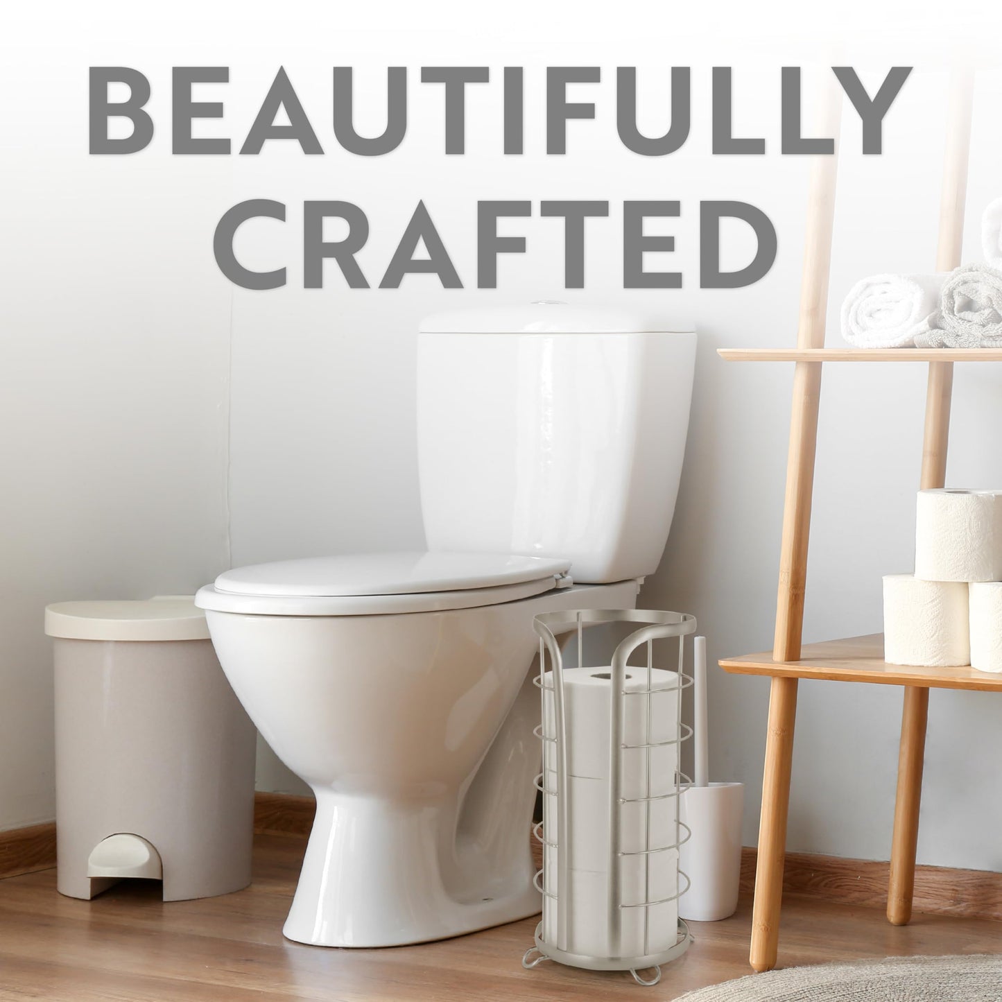 Brookstone Freestanding Toilet Paper Holder, Modern Design