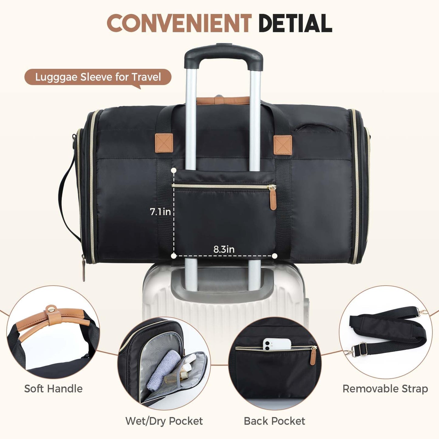 Convertible Travel Garment Duffle Bag Backpack