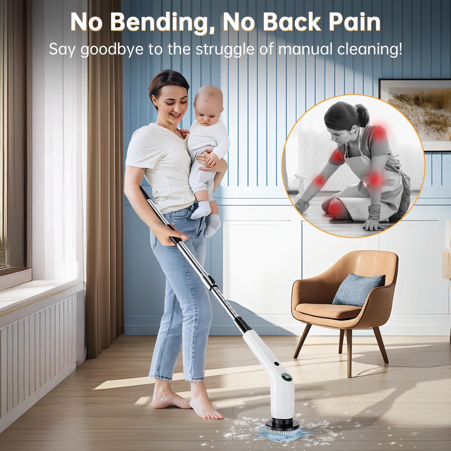 Cordless Electric Spin Scrubber for Bathroom & Kitchen