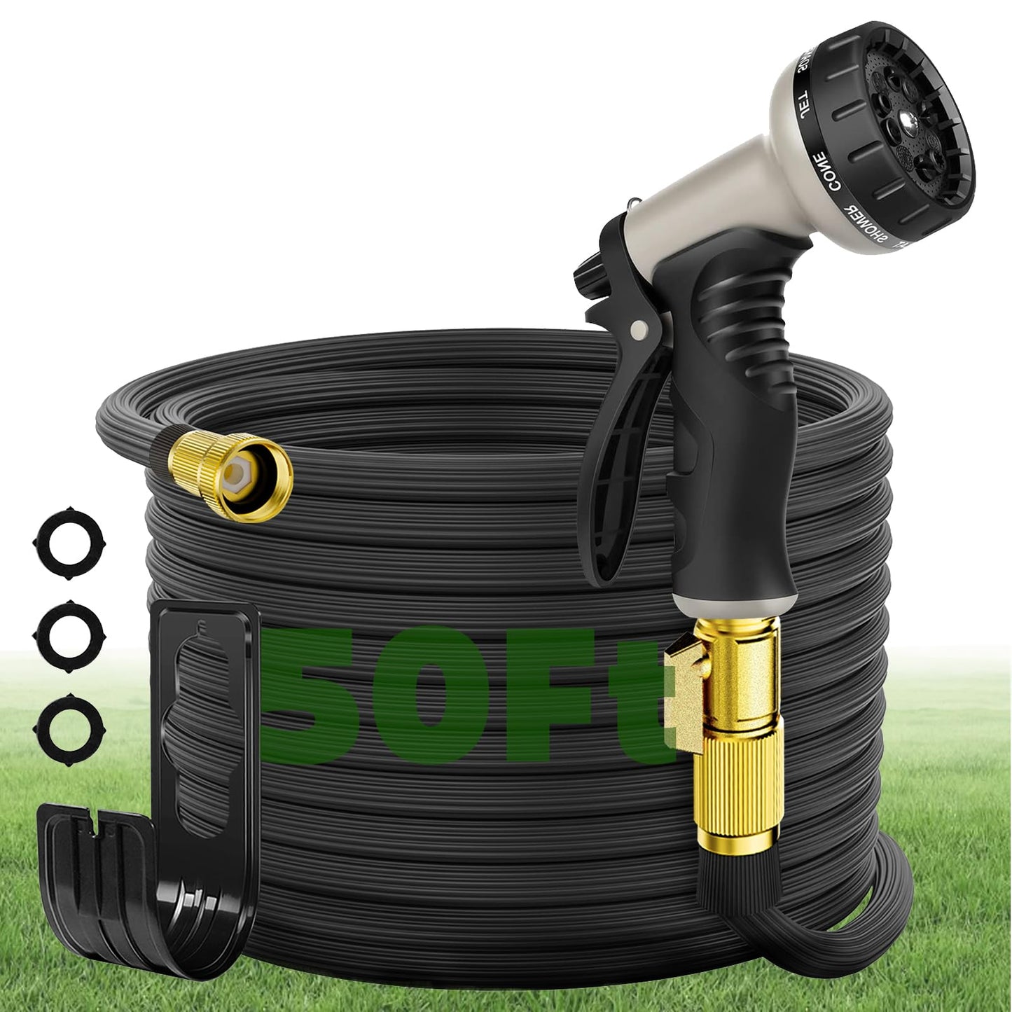 50ft Garden Hose with 10-Function Nozzle