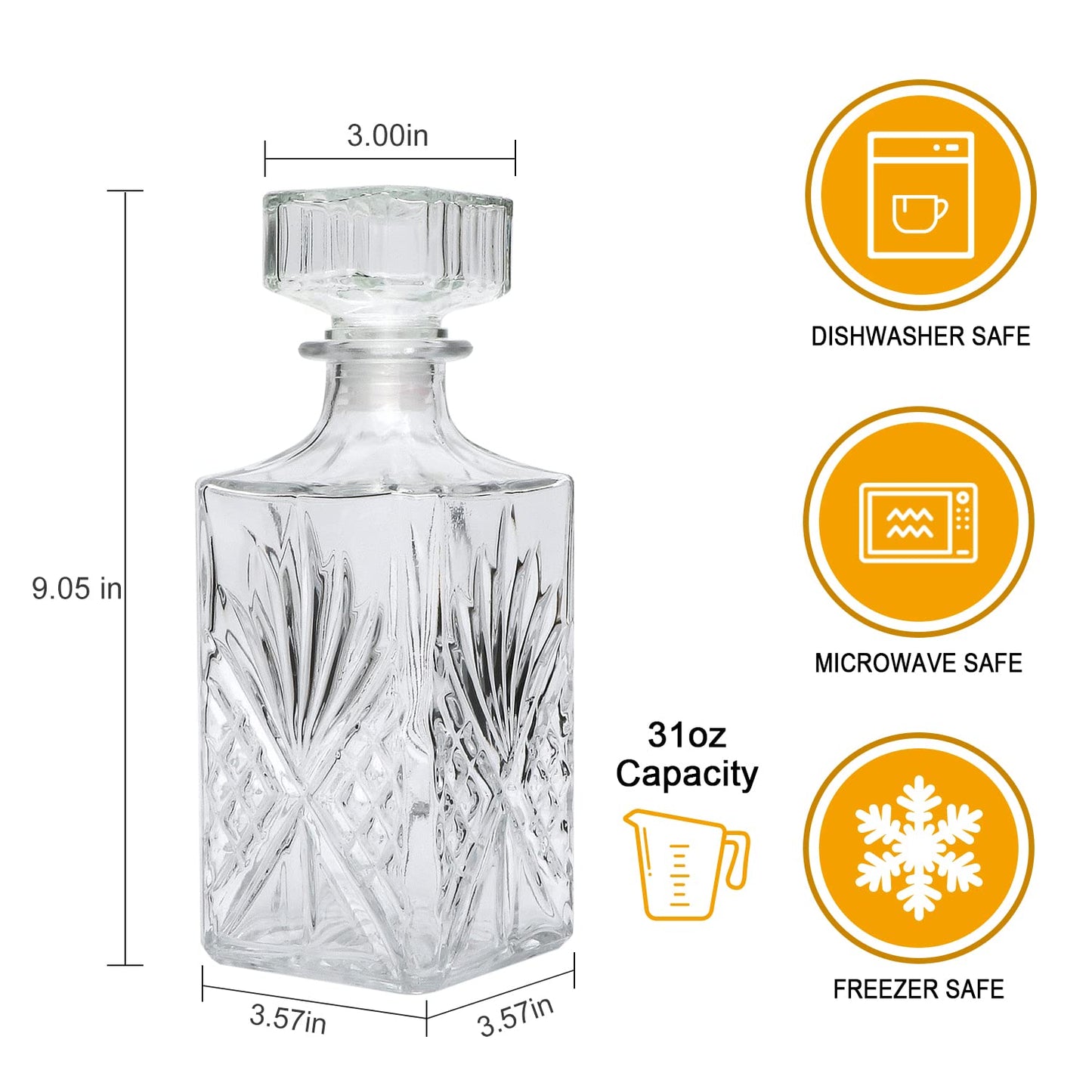 31oz Glass Whiskey Decanter Set for Spirits