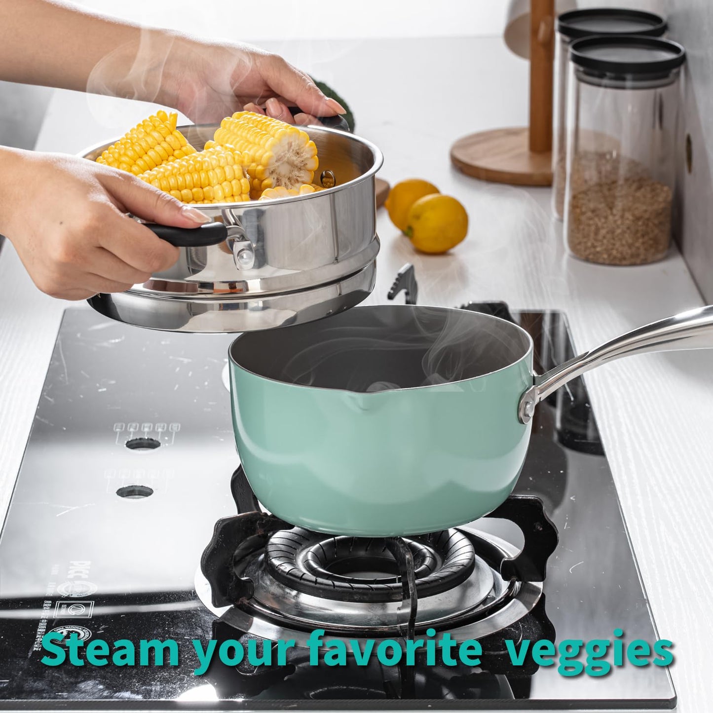 SLOTTET Nonstick Stainless Steel Saucepan with Lid