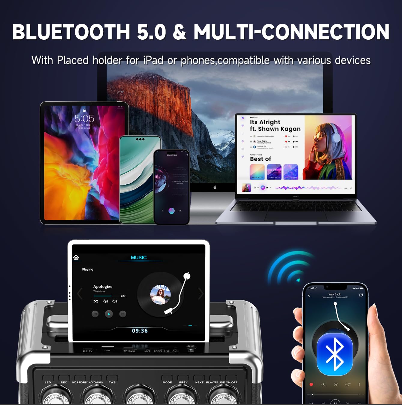 Karaoke Machine with 2 Microphones by HWWR