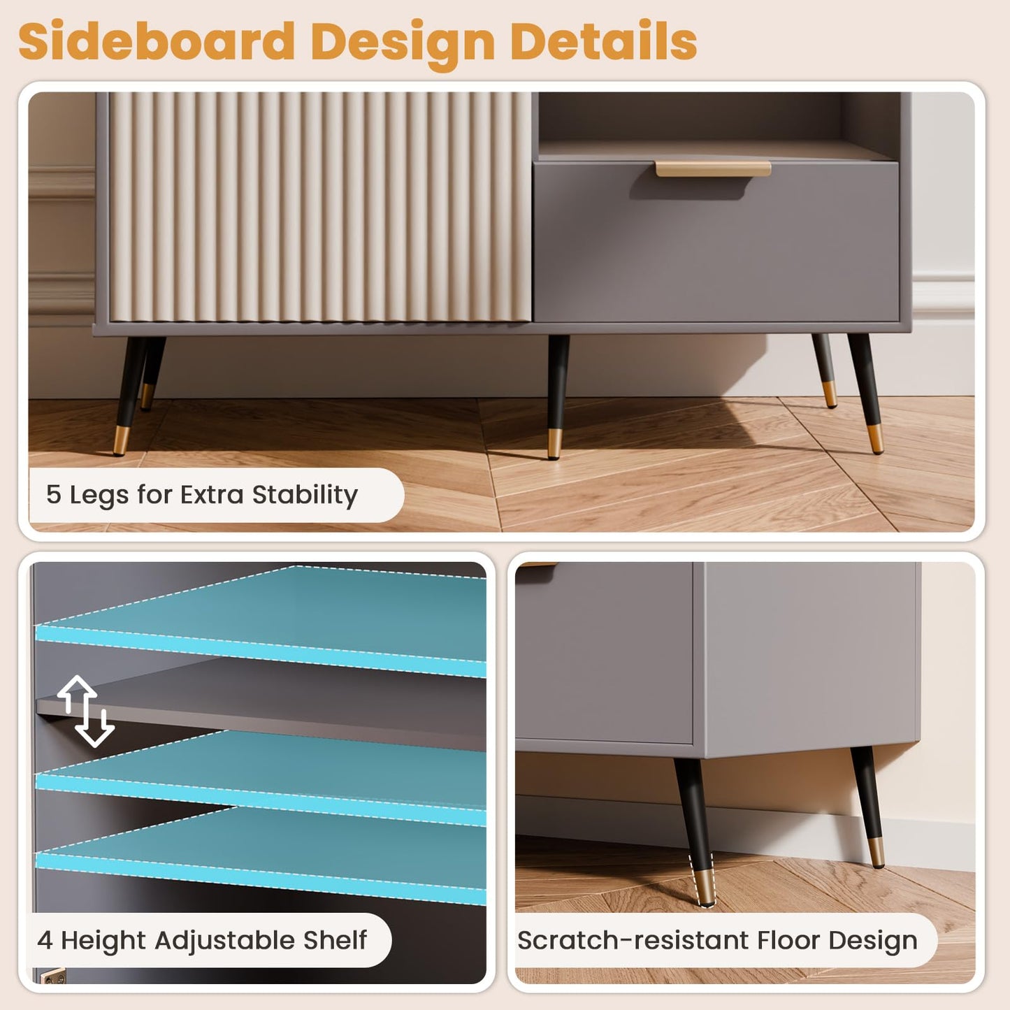 MODNEST 31" Sideboard Buffet Cabinet with Storage