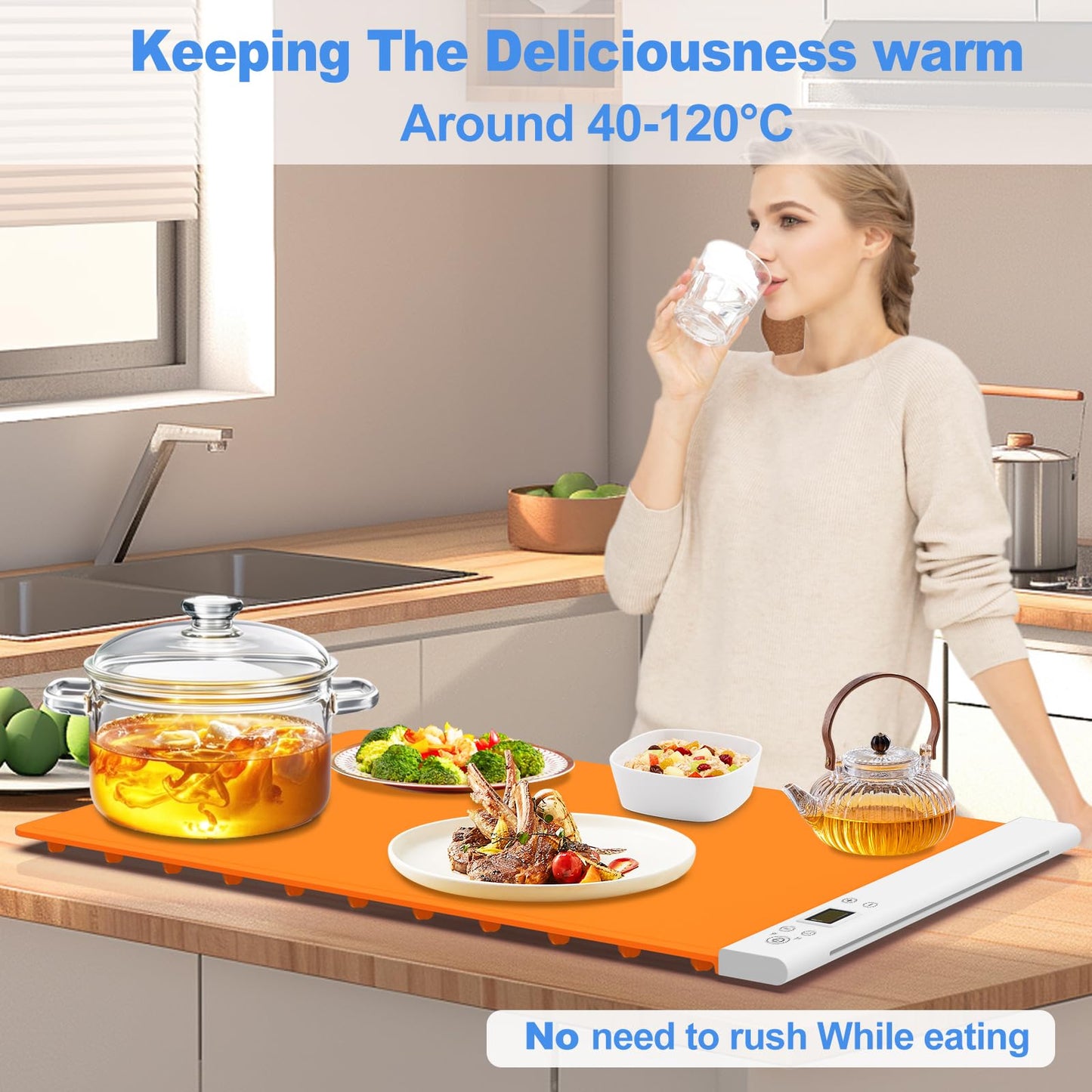 Electric Food Warming Mat with Adjustable Temperature