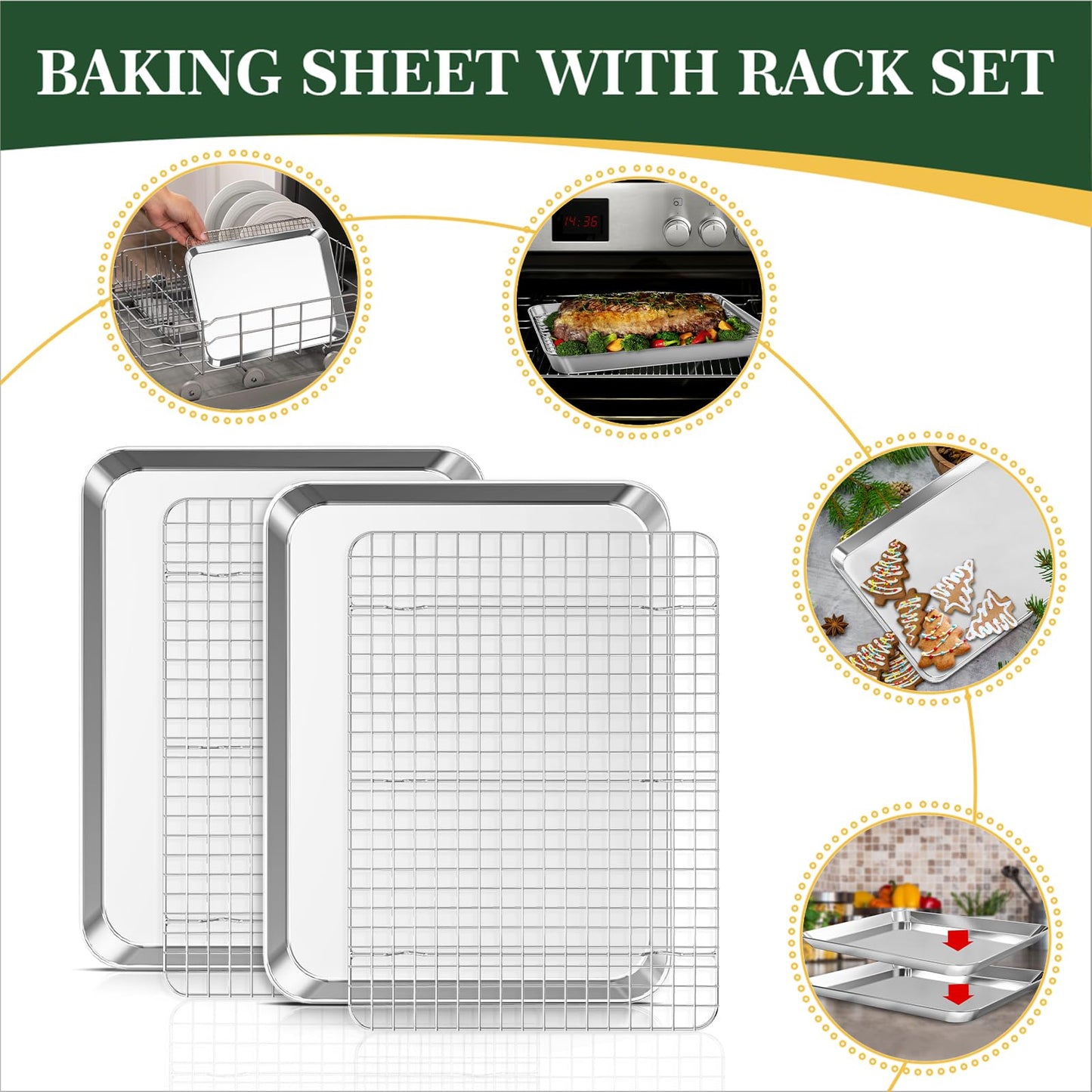 2-Pack Stainless Steel Baking Sheet Set