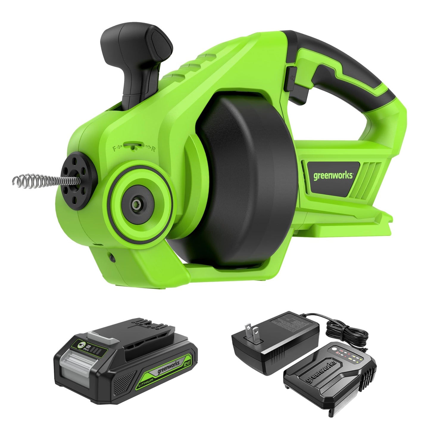 Greenworks Cordless Drain Auger with Battery & Charger