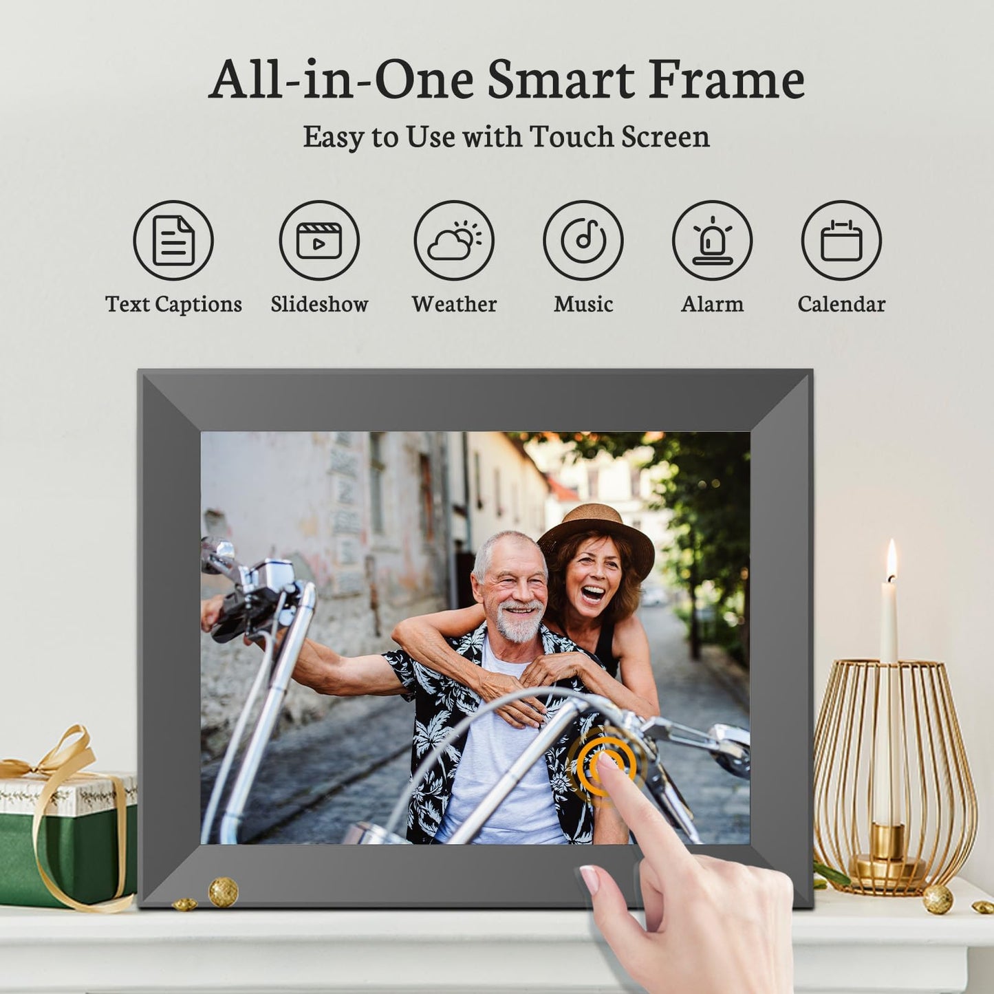 BSIMB 10 Inch 32GB WiFi Digital Picture Frame, Electronic Photo Frame with IPS Touch Screen, Instantly Share Pictures & Videos via App & Email, Auto-Rotate, Wall Mountable, Gift for Mother's Day