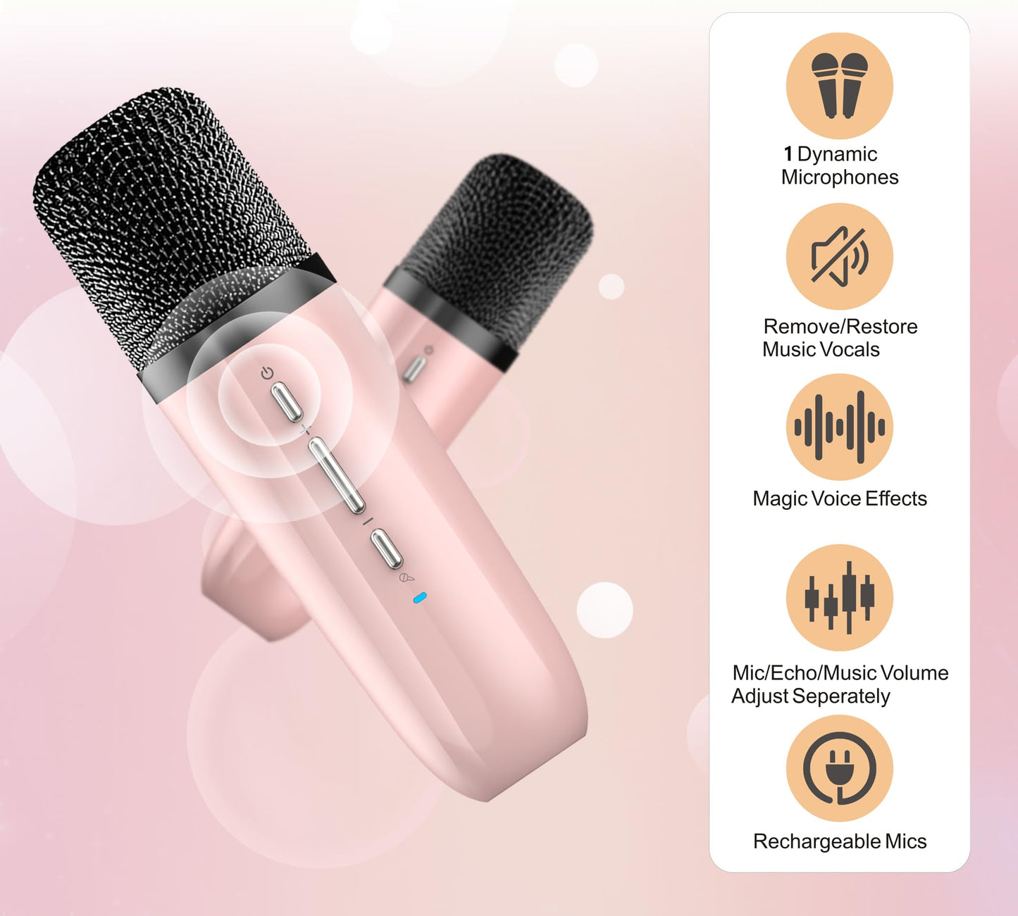 Kids Karaoke Machine with Wireless Microphone - Pink