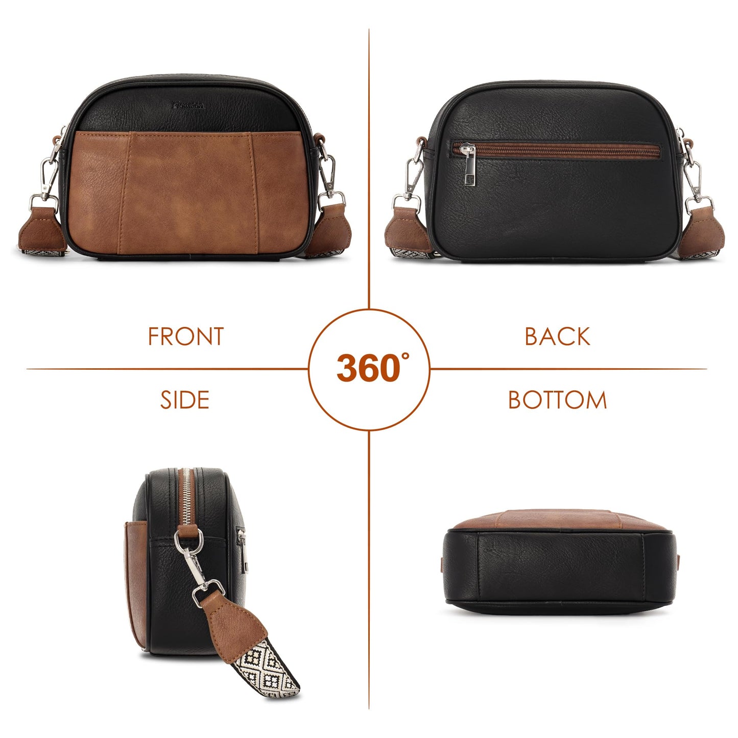 Flowston Leather Crossbody Bag with Adjustable Strap