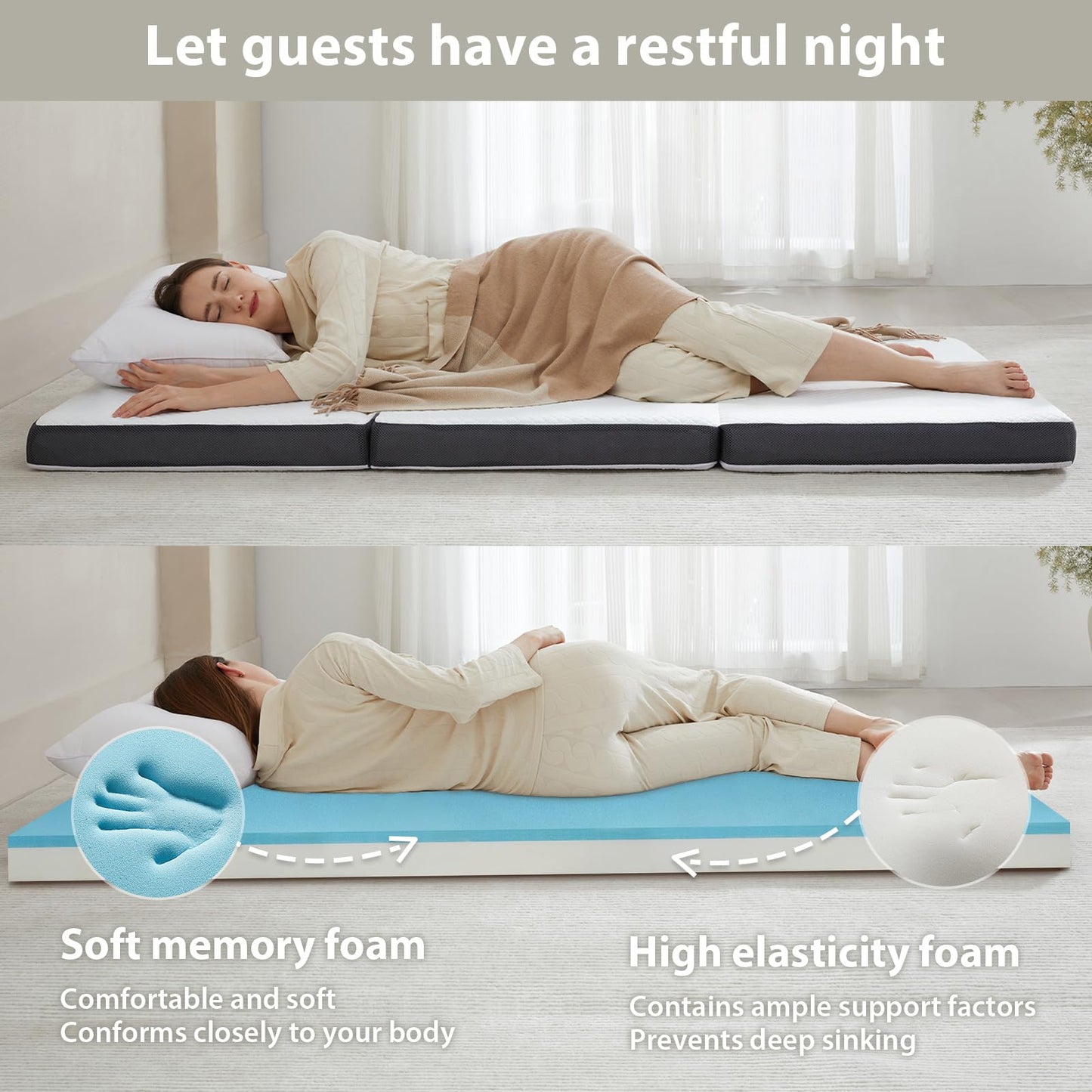 HUEIFY Twin Memory Foam Quad Folding Mattress