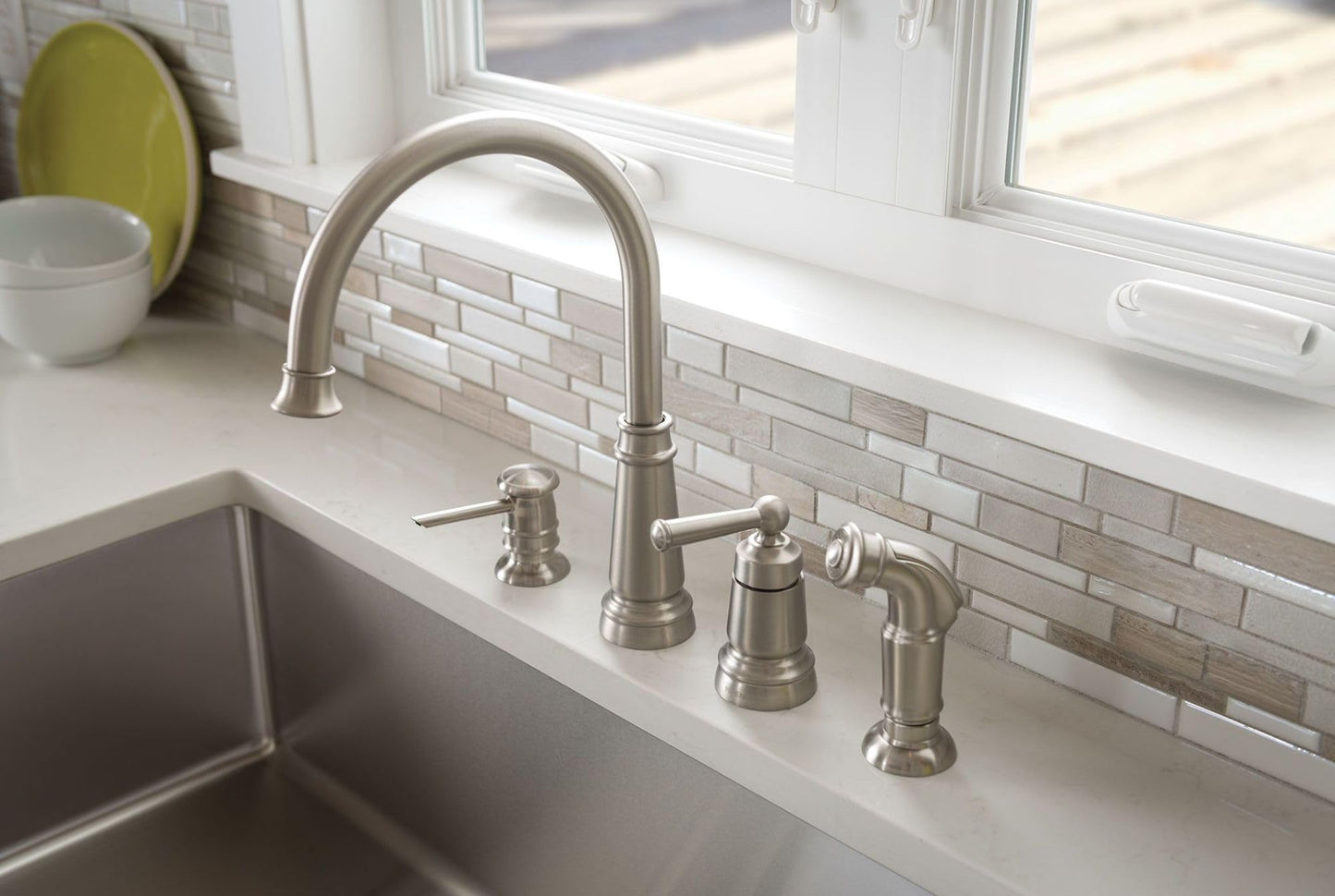 Moen High Arc Kitchen Faucet with Sprayer & Soap