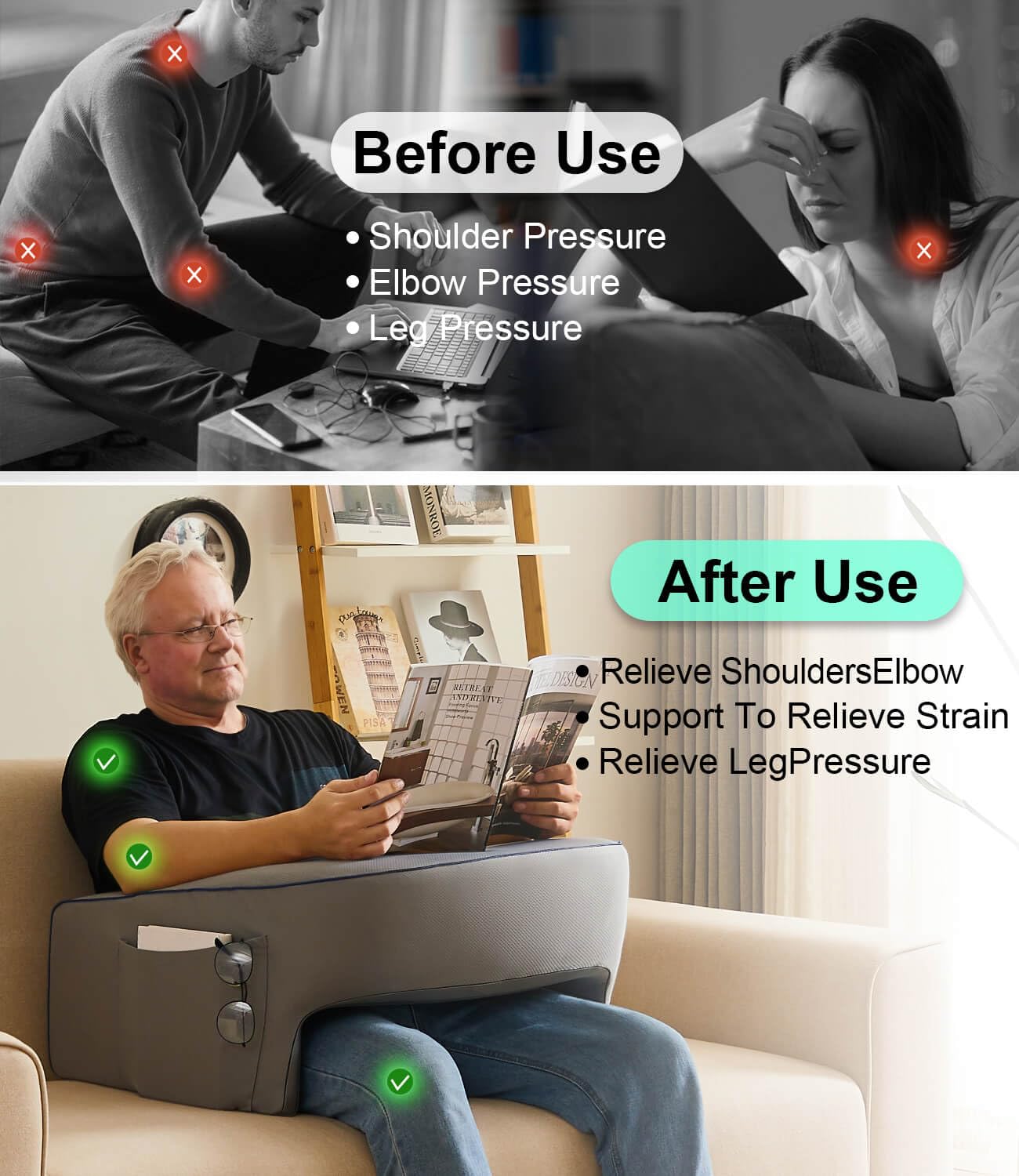 Extra Large Memory Foam Lap Desk Pillow