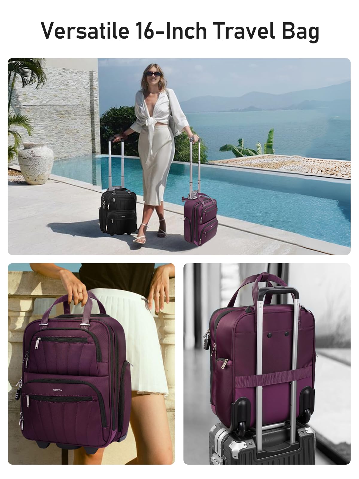 16-Inch Underseat Rolling Luggage for Travel