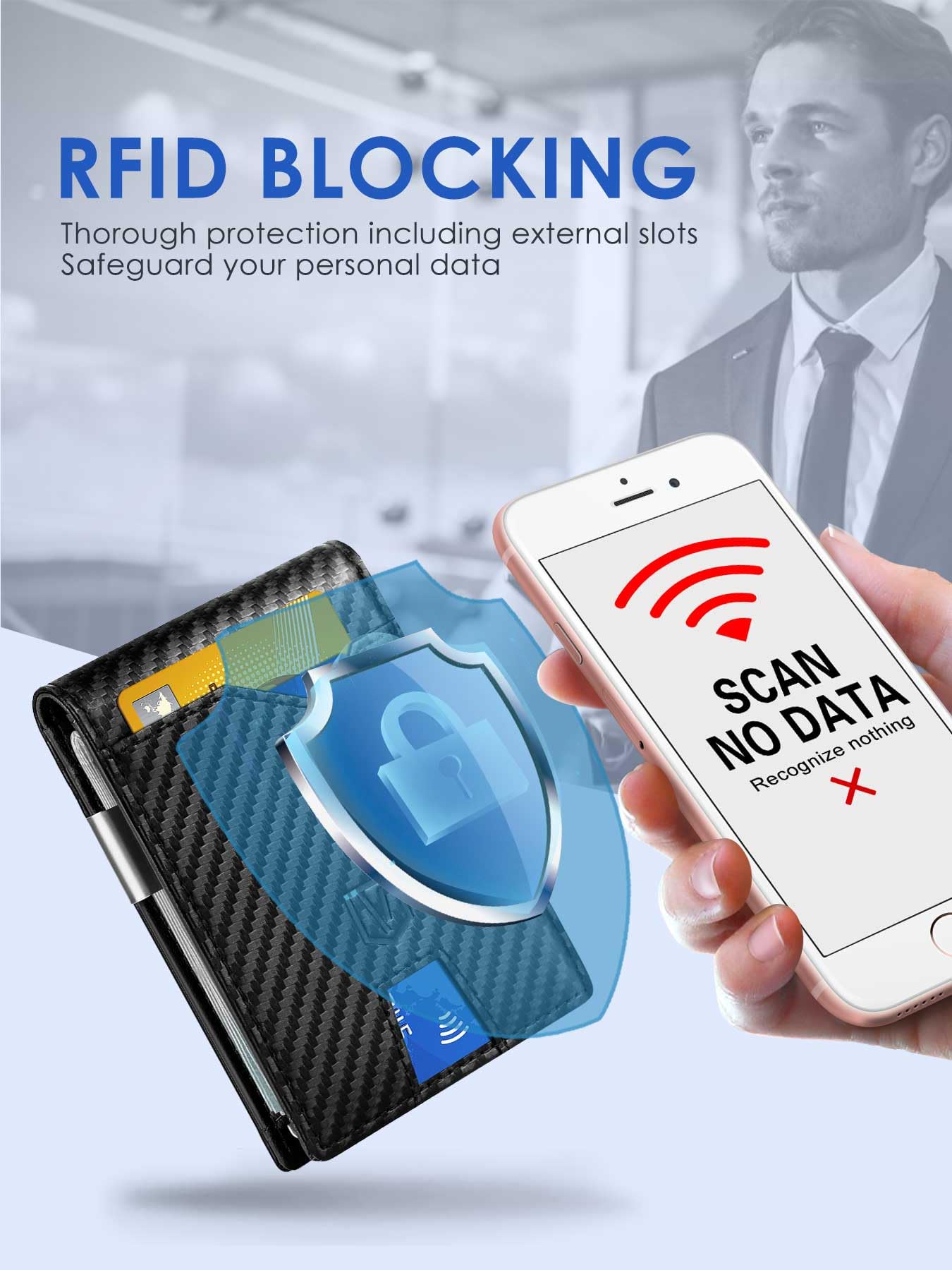 Father's Day Gifts from Daughter Son Wife, Slim Wallet for Men Minimalist, Gifts for Dad Men Him Boyfriend Birthday, Mens Wallets Rfid Blocking, Leather Money Clip Wallet with Credit Card Holder