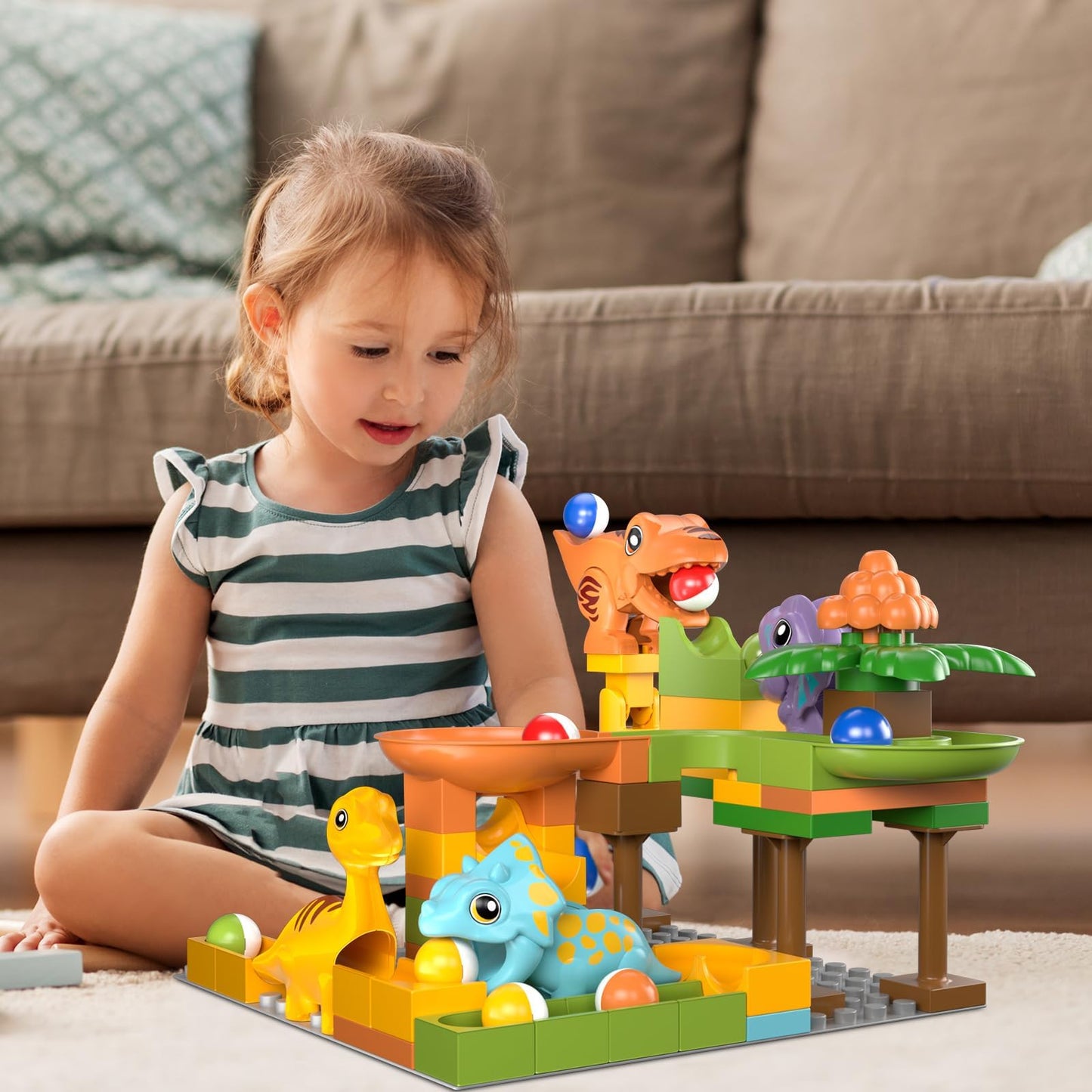 Dinosaur Marble Run with STEM Building Blocks