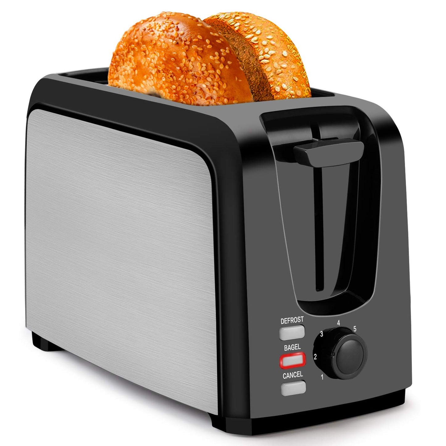 Toaster 2 Slice Stainless Steel Toaster Two Slice Toaster with Removable Crumb Tray Toaster Wide Slot Toasters 2 Slice Best Rated Prime with 7 Bread Shade Settings and Bagel, Defrost, Cancel Function