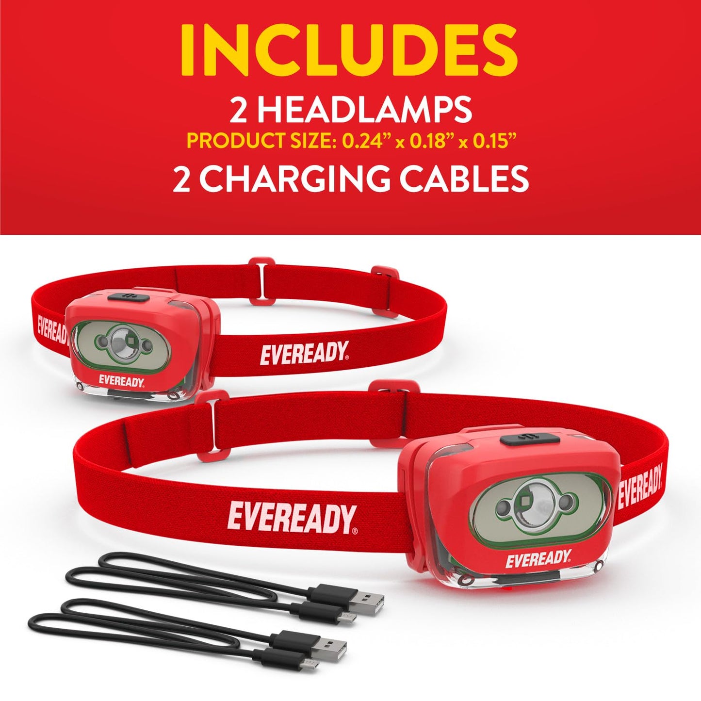 2 Pack Eveready LED Rechargeable Headlamps