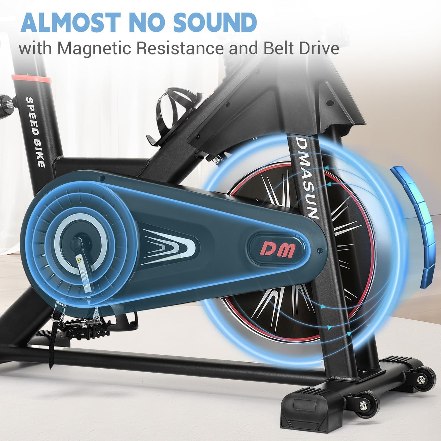 DMASUN Exercise Bike, Super Quiet Magnetic Resistance Stationary Bike, Indoor Cycling Bike with Comfortable Seat Cushion, Digital Display with Pulse,330LBs Capacity