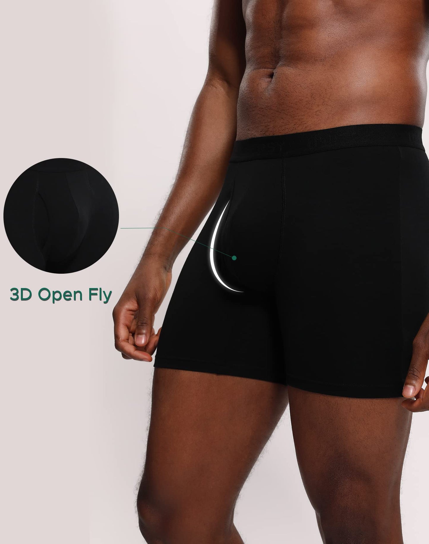 INNERSY Men's Cotton Boxer Briefs Soft Colorful Stylish Stretchy Underwear 4-Pack(Black,Small)