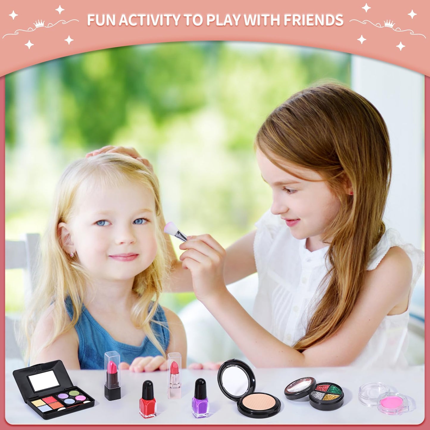 Ci Vetch Kids Makeup Kit for Girl, Pretend Makeup for Toddlers Kids, Washable Non Toxic Make Up with Cosmetic Bag for Girls, Pretend Play Toy Makeup Set Gift for Little Girls Age 3 4 5 6 7 8 Years Old