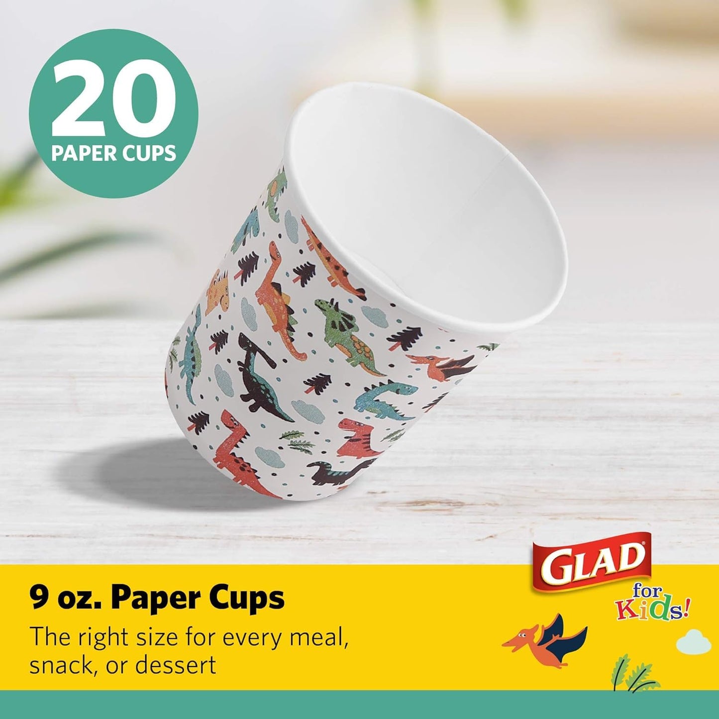 20 Count Glad Dinosaur Paper Drinking Cups