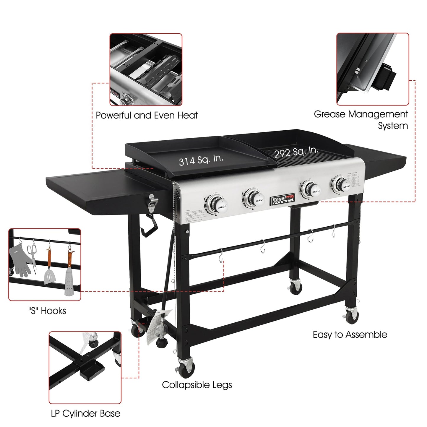 Royal Gourmet Portable Propane Grill and Griddle Combo
