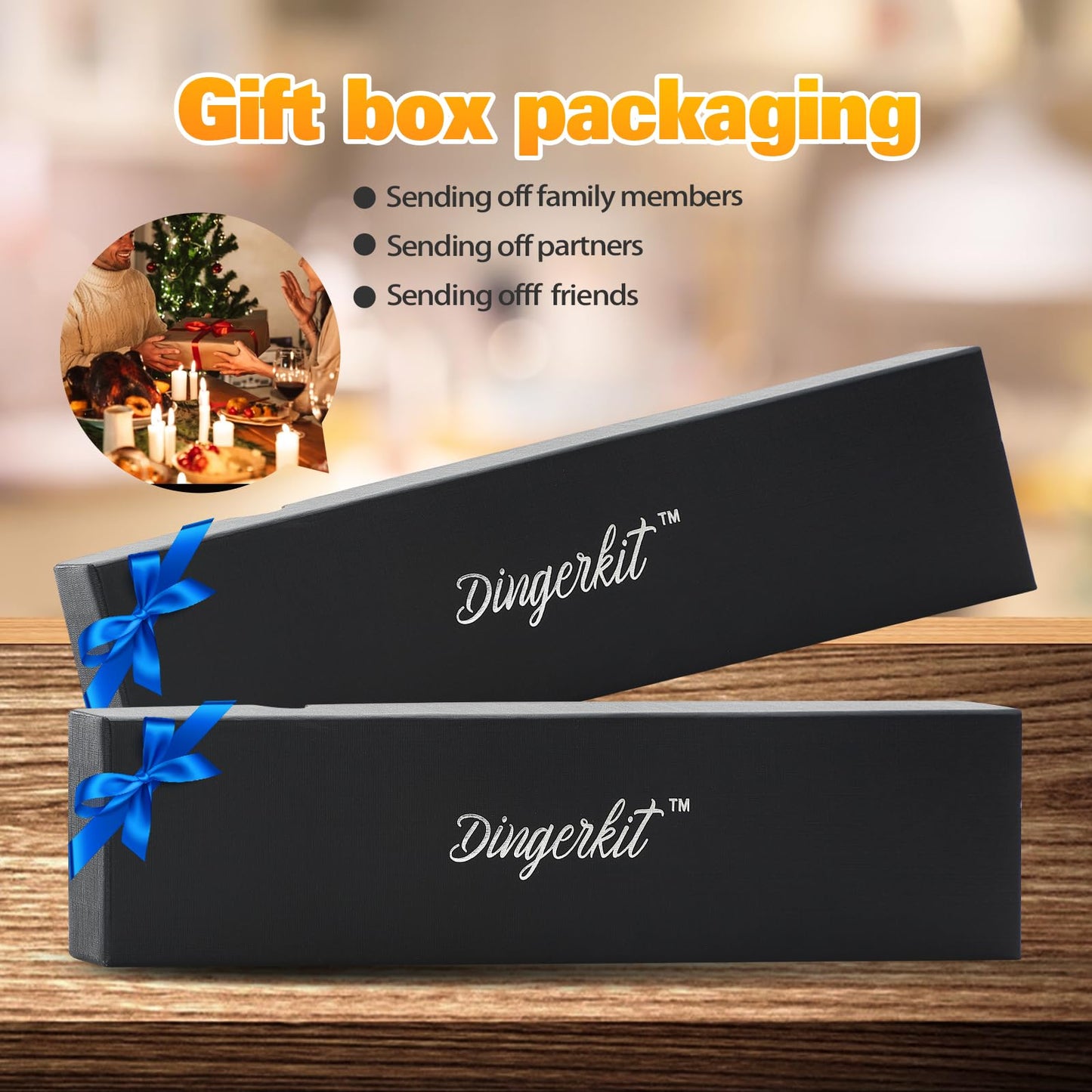 Dingerkit Carving Knife, 8" Brisket Knife for Meat Carving Vegetables Slicing Sushi Cutting with Damascus Pattern High Carbon Stainless Steel, Kitchen Chefs Knife with Pakkawood Handle.