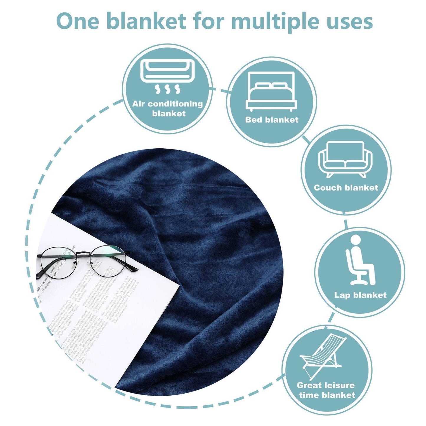 NANPIPER Fleece Blankets, Super Soft Flannel Fuzzy Blanket for Couch, Luxury Cozy Lightweight Microfiber Dog Blanket-Throw Size,Dark Blue
