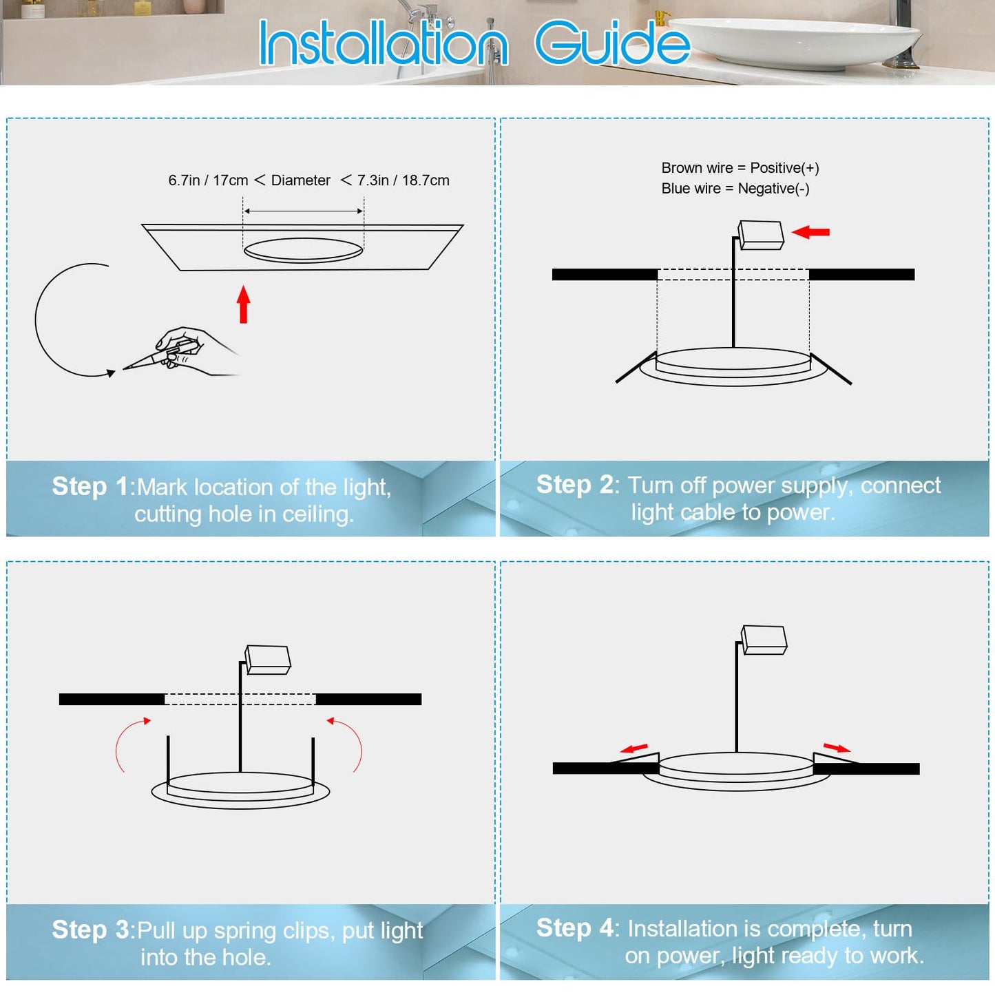 Esbaybulbs 7 Inch LED Recessed Ceiling Light 6 Pack
