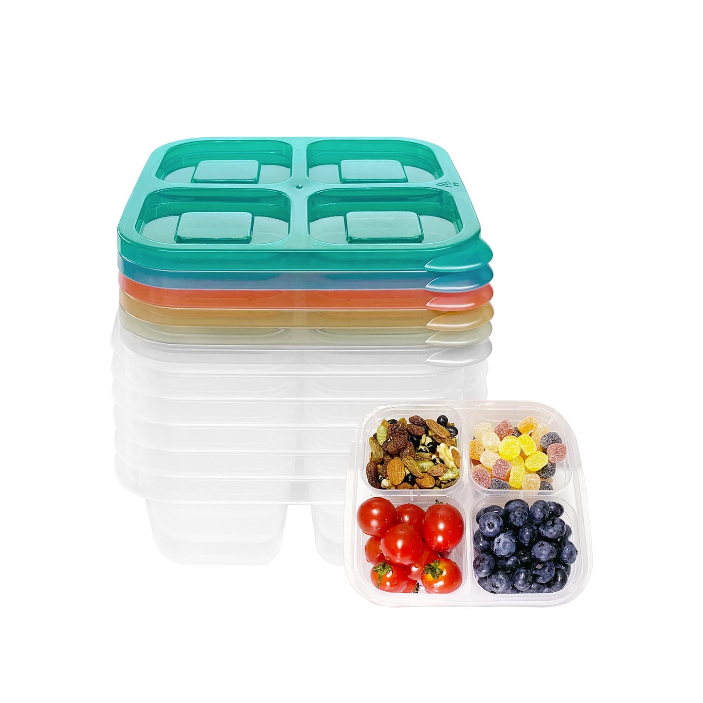 6 Pack 4-Compartment Food Storage Containers