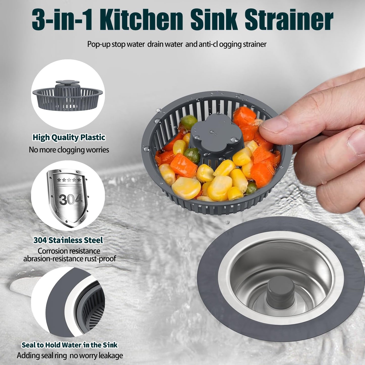 2 Pack Stainless Steel Kitchen Sink Strainers