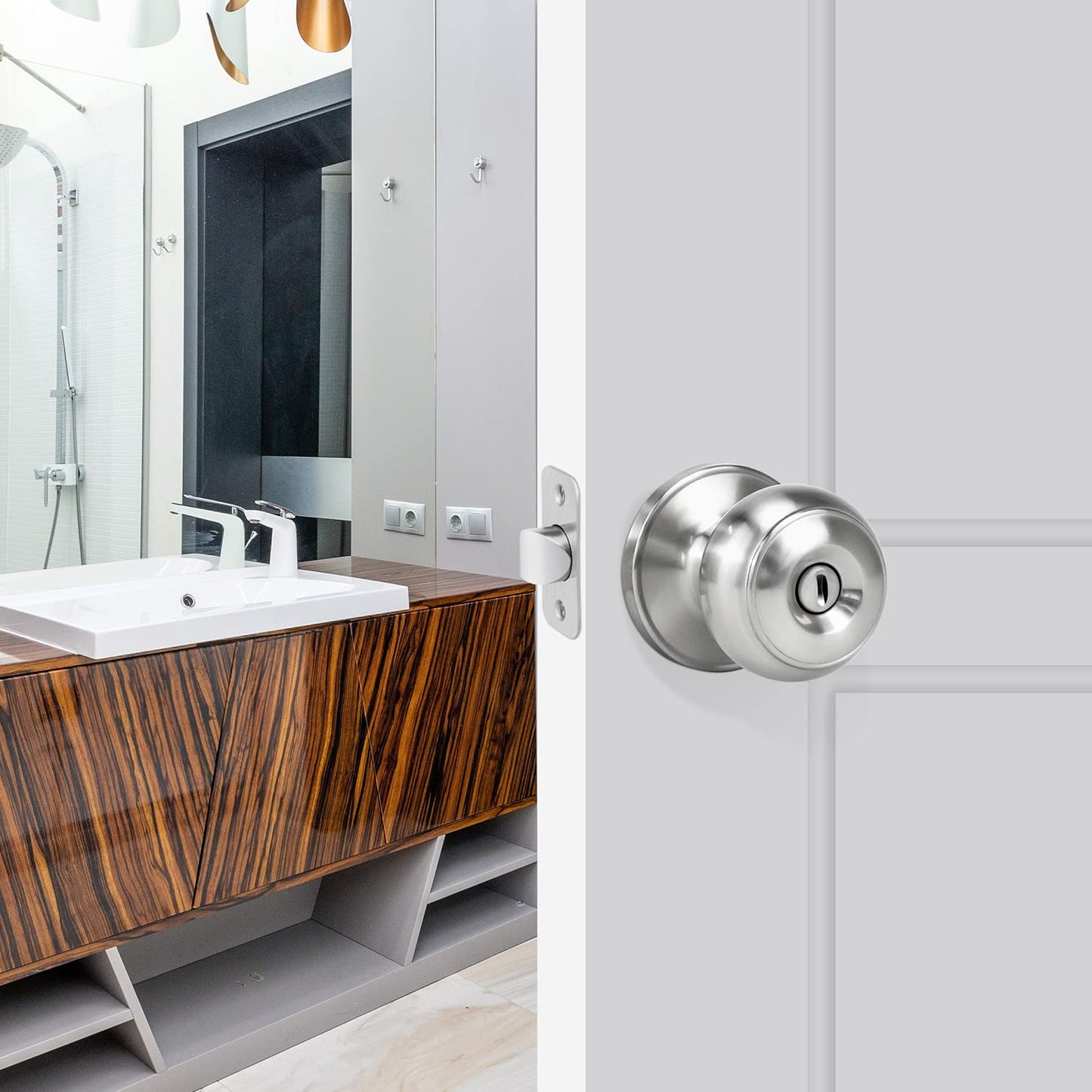 LOQRON Keyless Privacy Door Knob - Satin Nickel