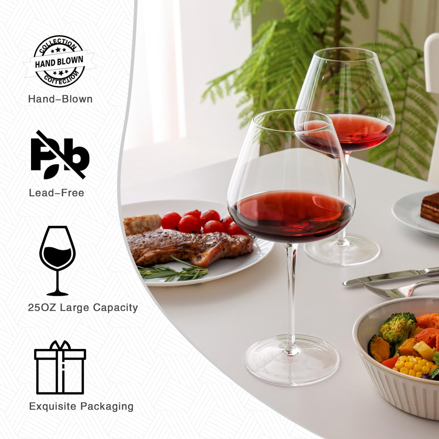 Set of 4 Hand Blown Wine Glasses