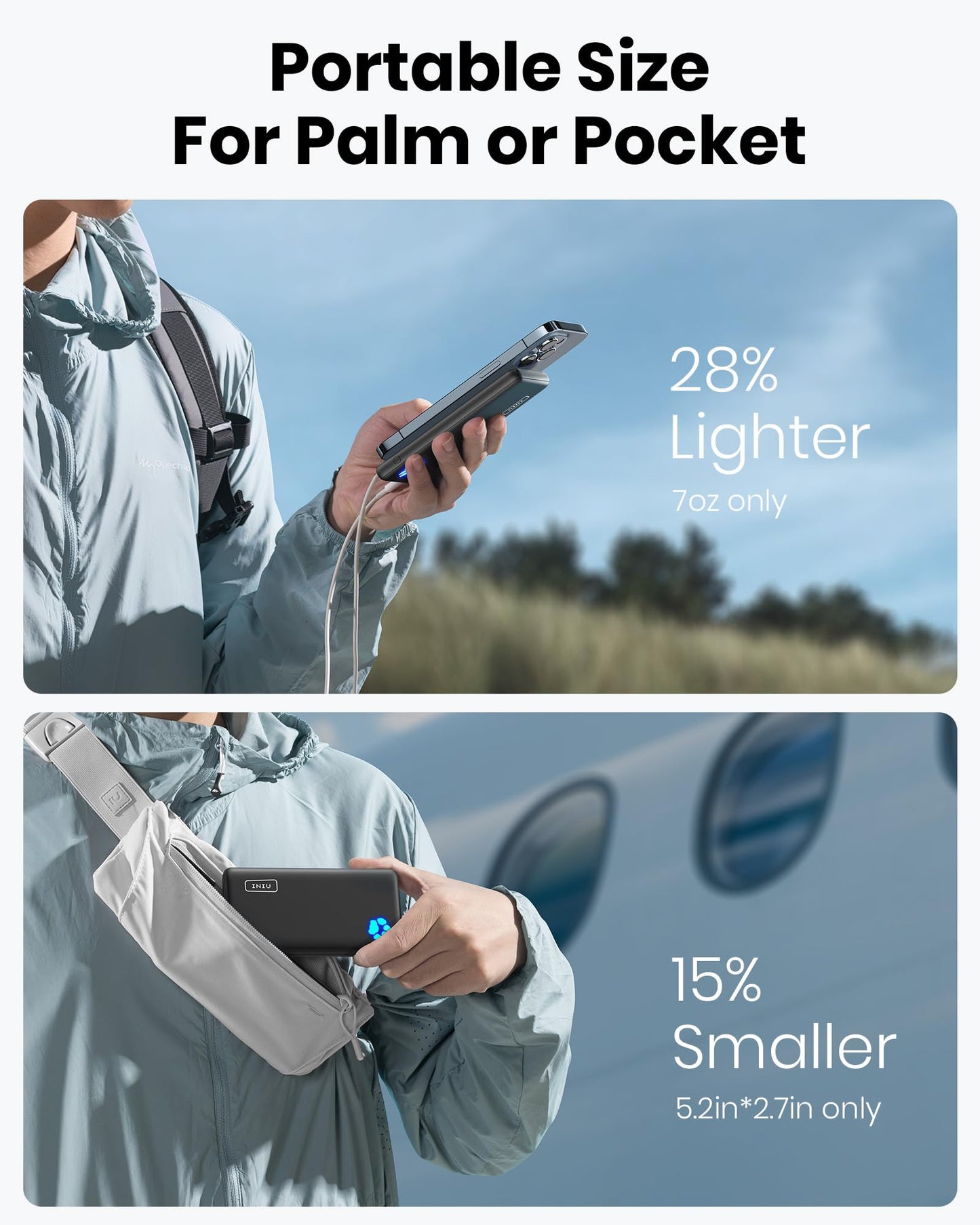 INIU 10000mAh Slim Power Bank with USB-C